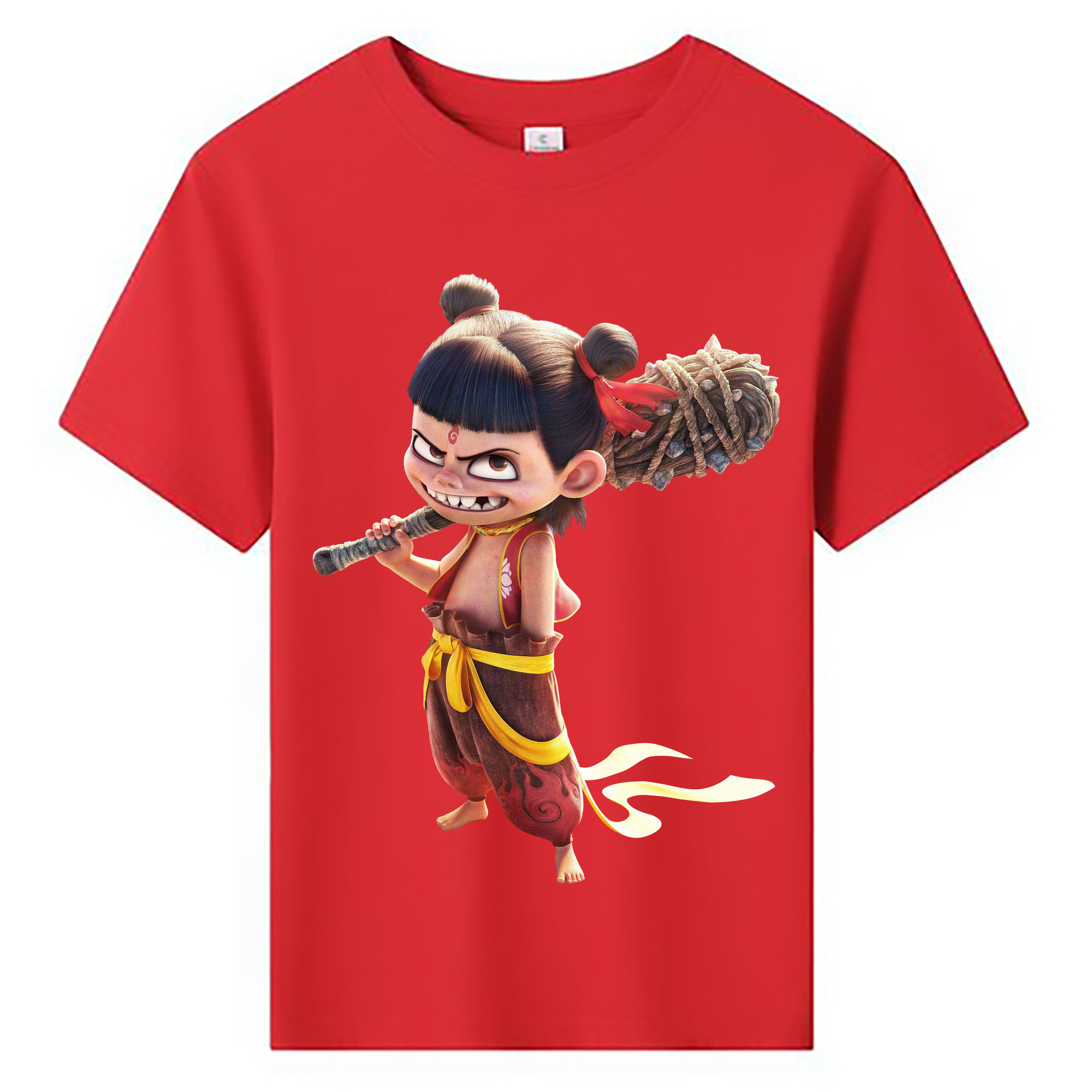 （画像用） Ne Zha 2 ナタ 魔童の大暴れ 綿100％キッズTシャツ（フロントプリント）