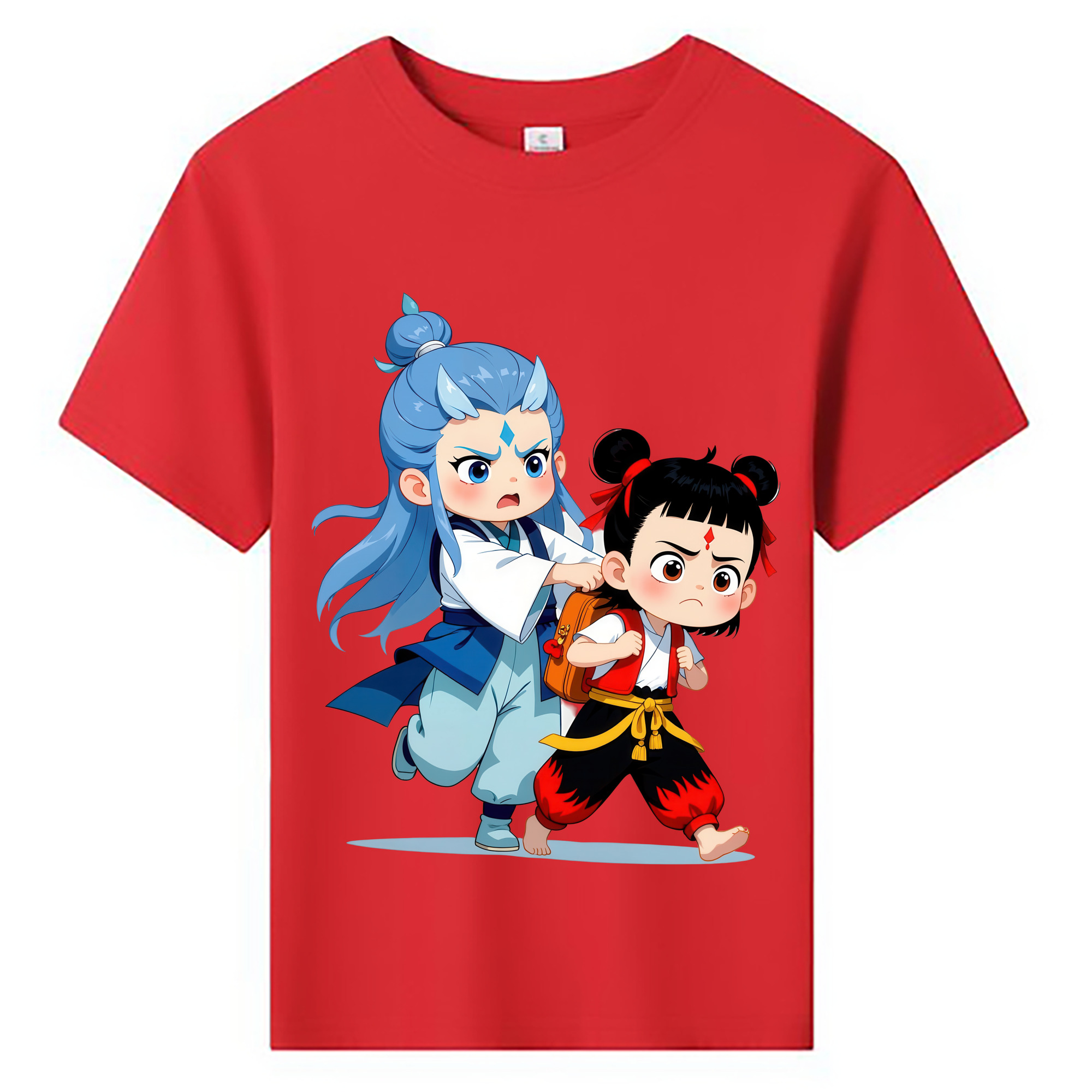 （画像用） Ne Zha 2 ナタ 魔童の大暴れ 綿100％キッズTシャツ（フロントプリント）