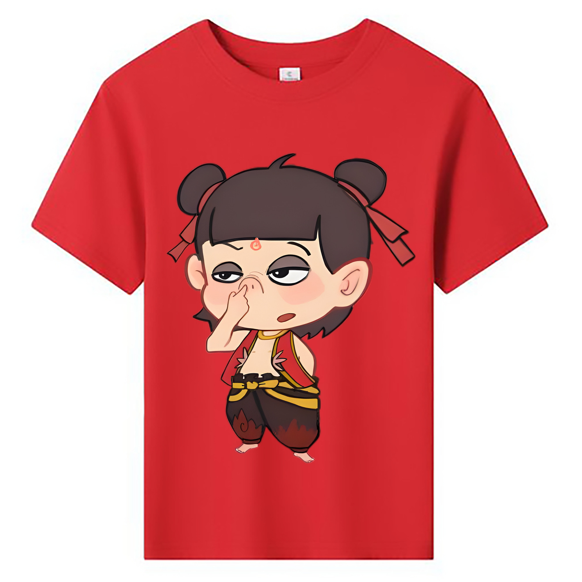 （画像用） Ne Zha 2 ナタ 魔童の大暴れ 綿100％キッズTシャツ（フロントプリント）