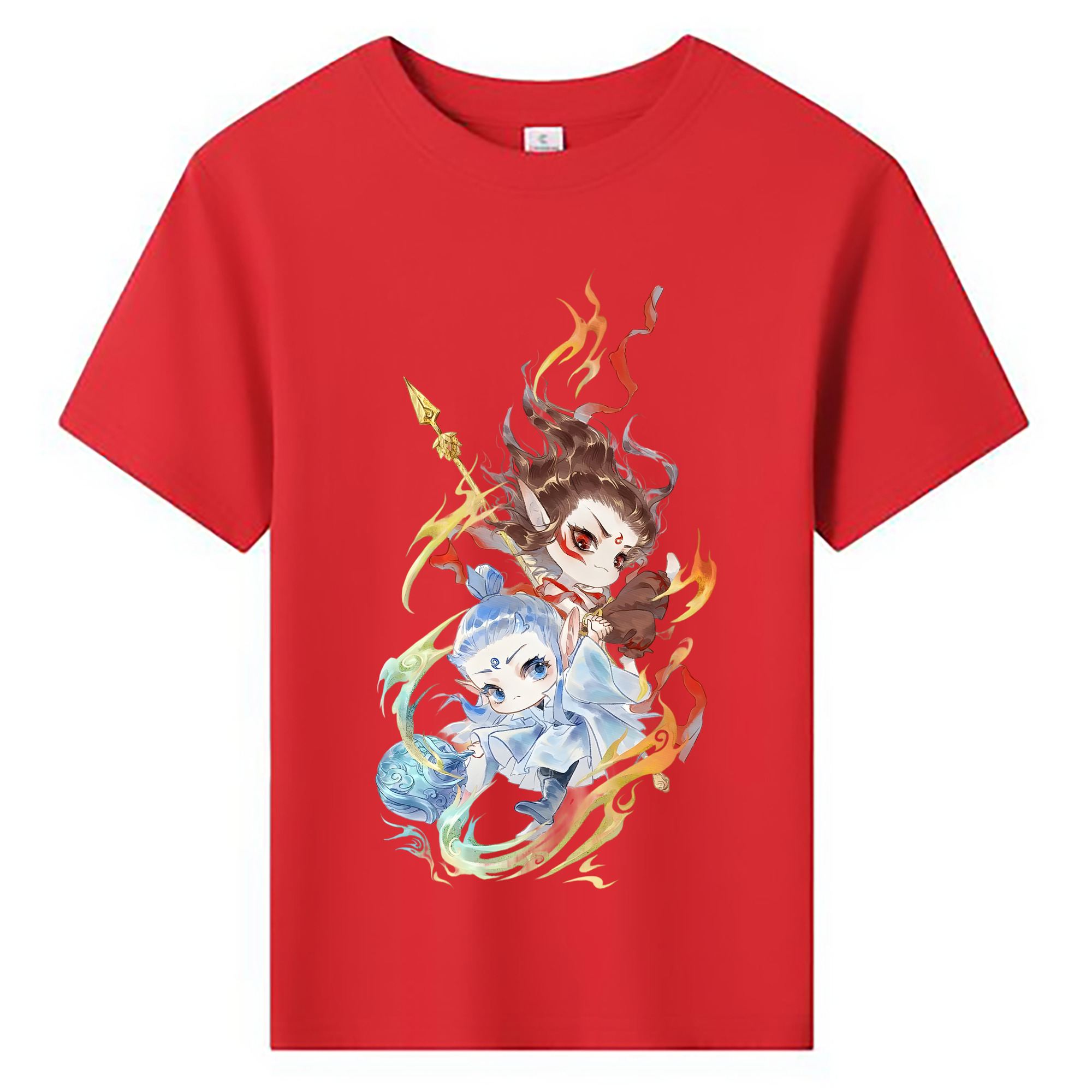 （画像用） Ne Zha 2 ナタ 魔童の大暴れ 綿100％キッズTシャツ（フロントプリント）