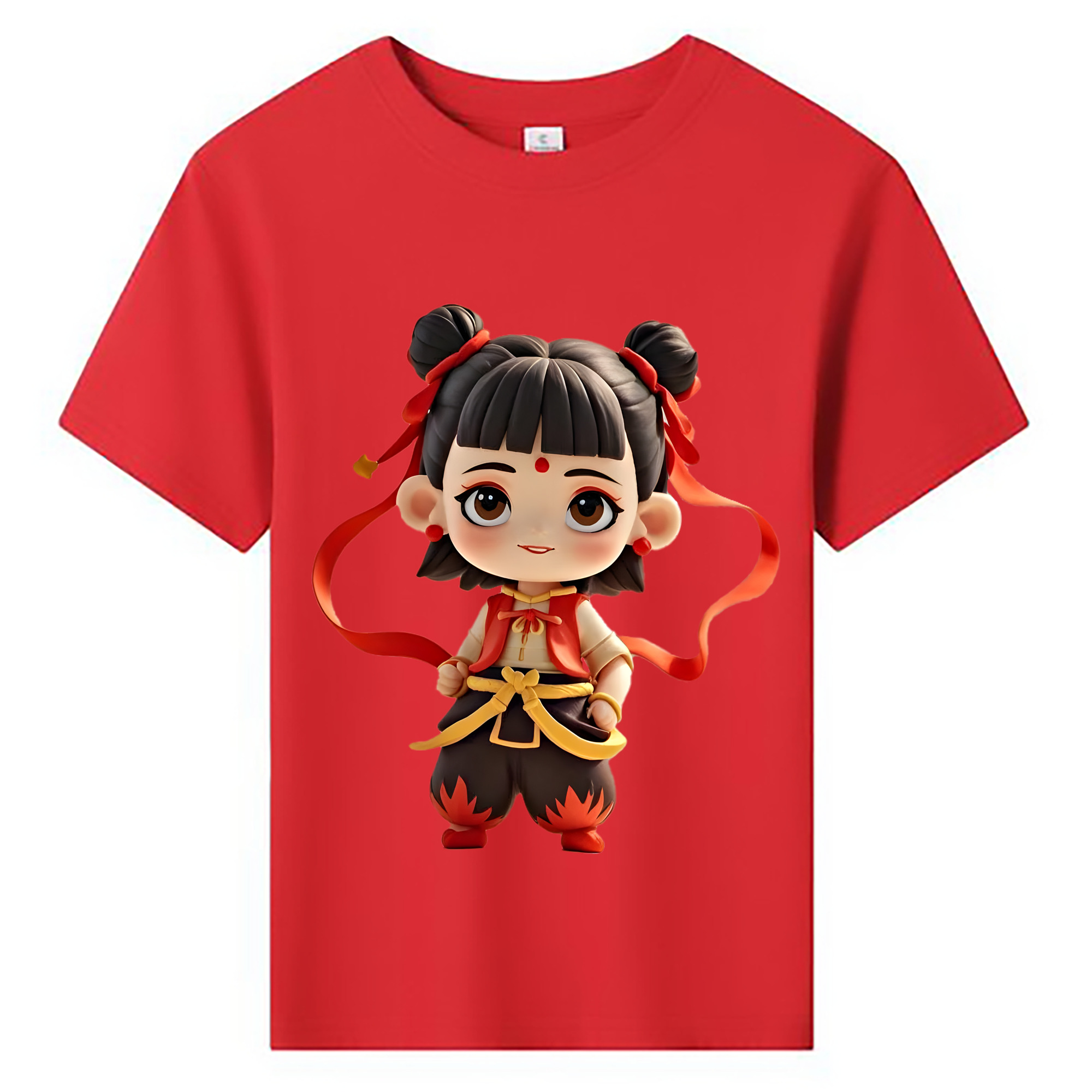 （画像用） Ne Zha 2 ナタ 魔童の大暴れ 綿100％キッズTシャツ（フロントプリント）