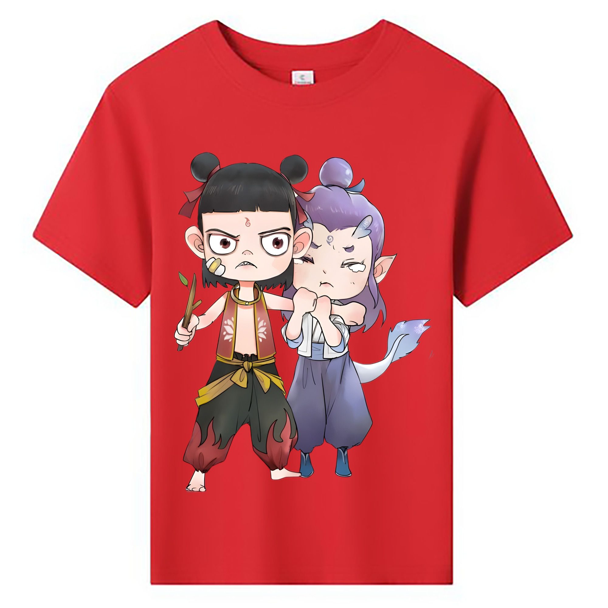 （画像用） Ne Zha 2 ナタ 魔童の大暴れ 綿100％キッズTシャツ（フロントプリント）