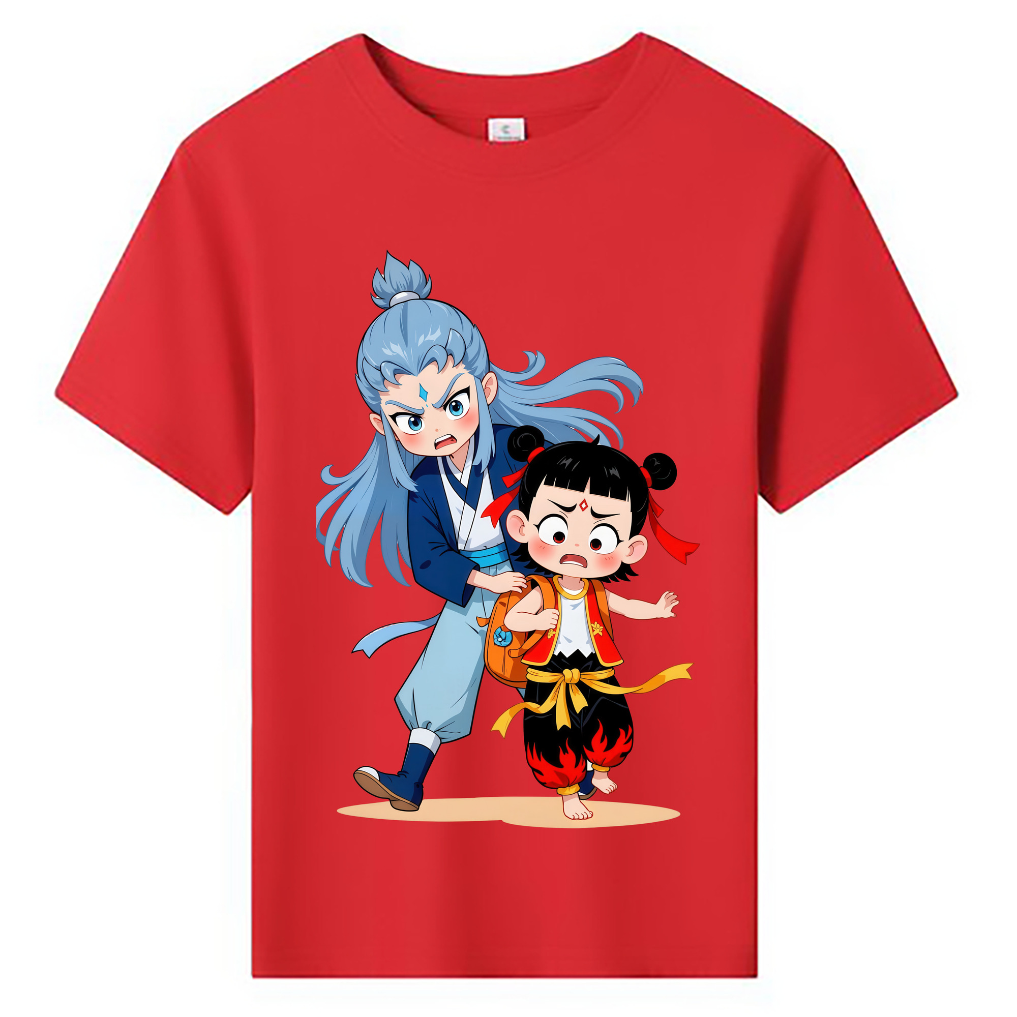 （画像用） Ne Zha 2 ナタ 魔童の大暴れ 綿100％キッズTシャツ（フロントプリント）