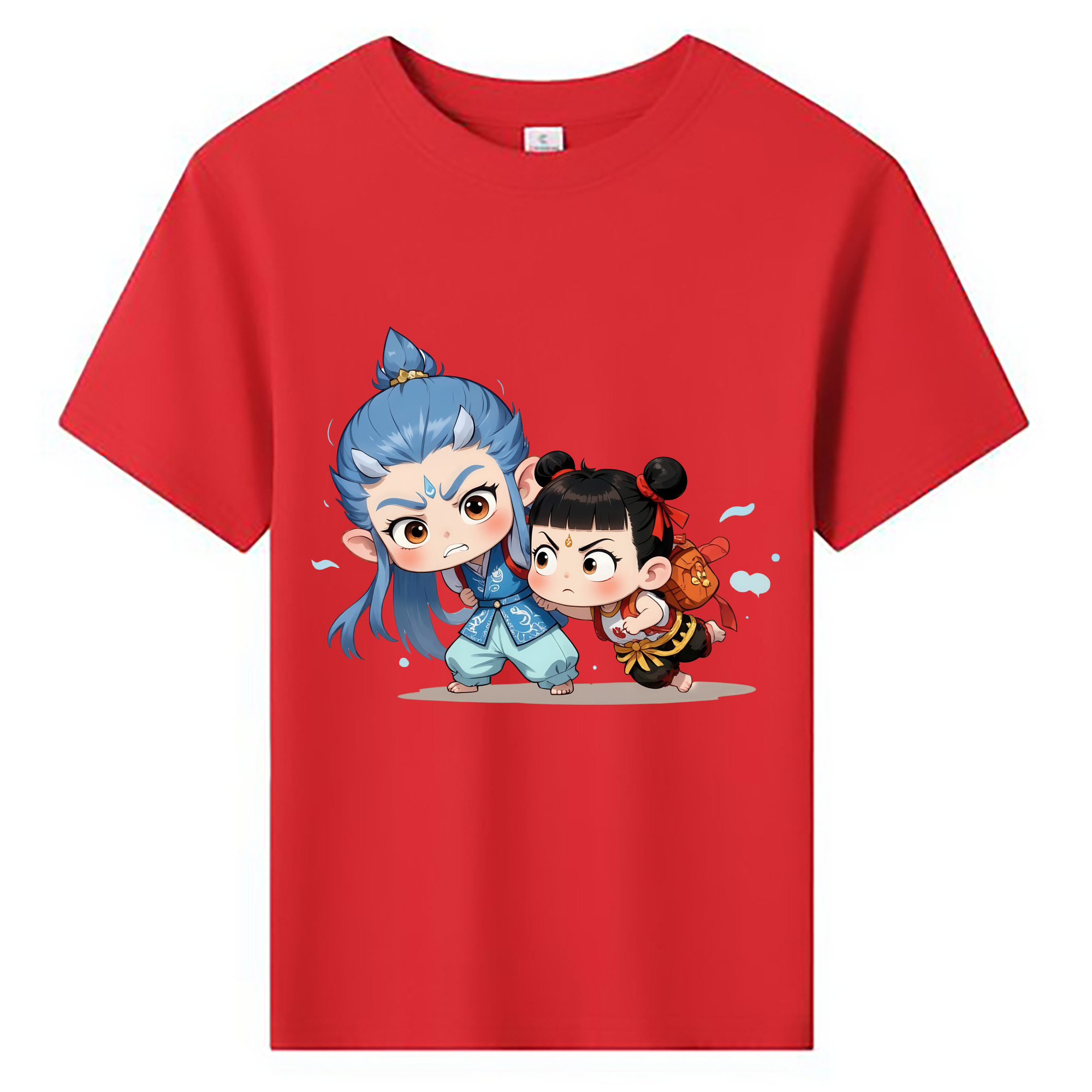 （画像用） Ne Zha 2 ナタ 魔童の大暴れ 綿100％キッズTシャツ（フロントプリント）