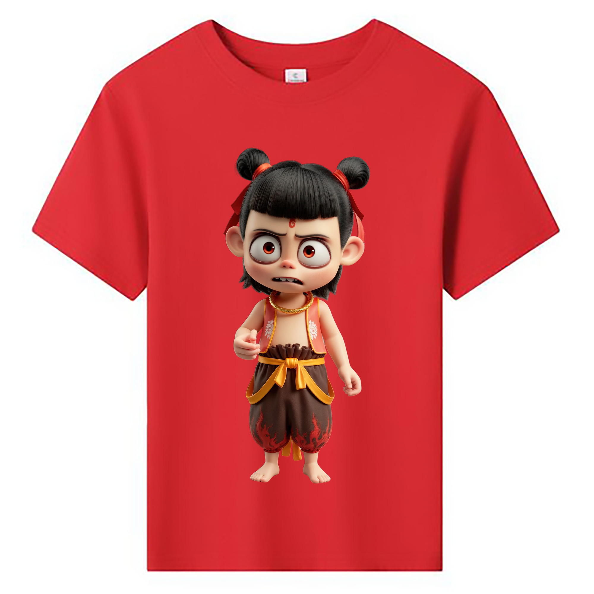（画像用） Ne Zha 2 ナタ 魔童の大暴れ 綿100％キッズTシャツ（フロントプリント）