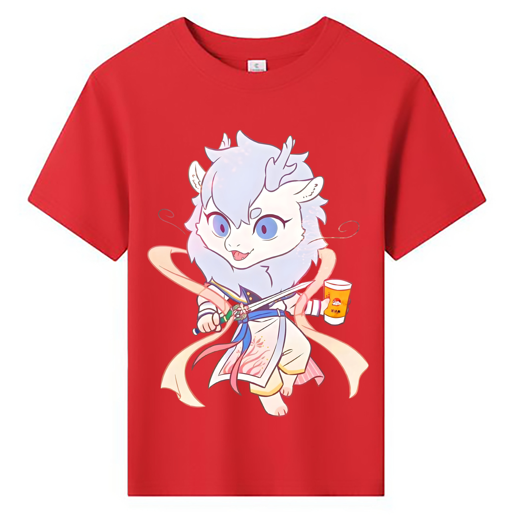 （画像用） Ne Zha 2 ナタ 魔童の大暴れ 綿100％キッズTシャツ（フロントプリント）