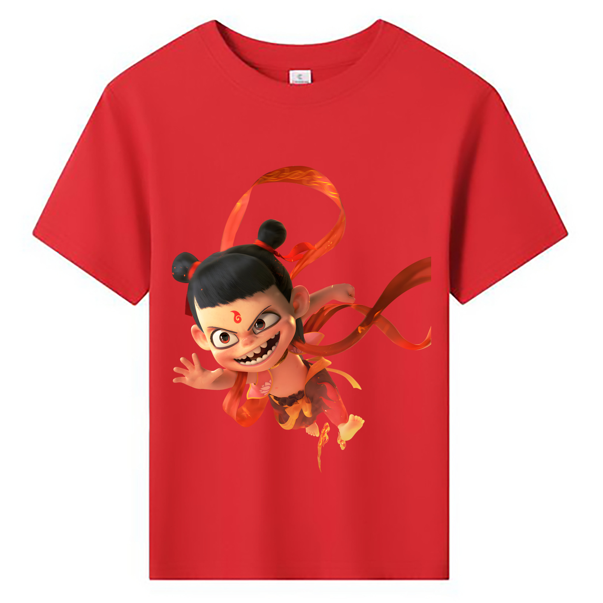 （画像用） Ne Zha 2 ナタ 魔童の大暴れ 綿100％キッズTシャツ（フロントプリント）