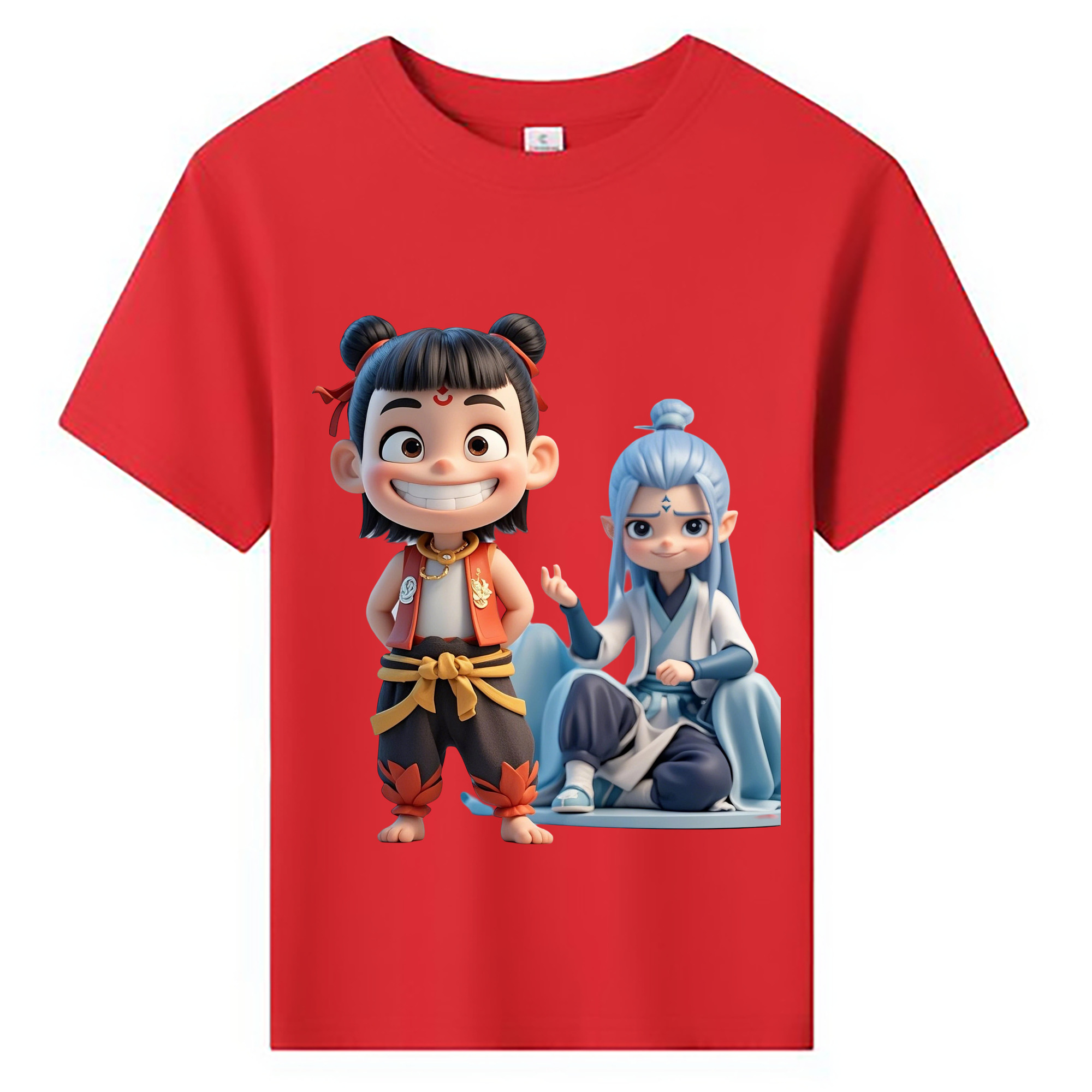 （画像用） Ne Zha 2 ナタ 魔童の大暴れ 綿100％キッズTシャツ（フロントプリント）