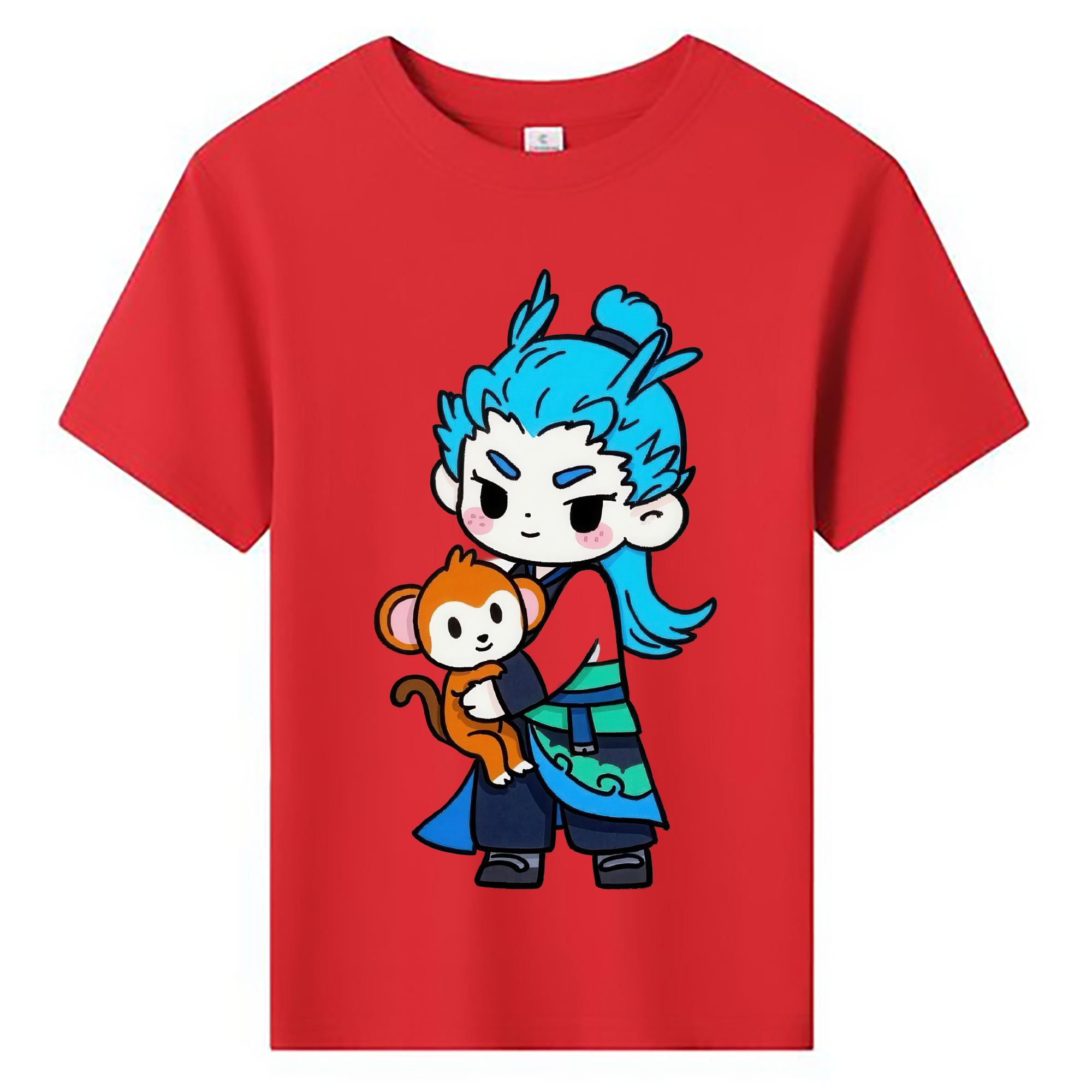 （画像用） Ne Zha 2 ナタ 魔童の大暴れ 綿100％キッズTシャツ（フロントプリント）