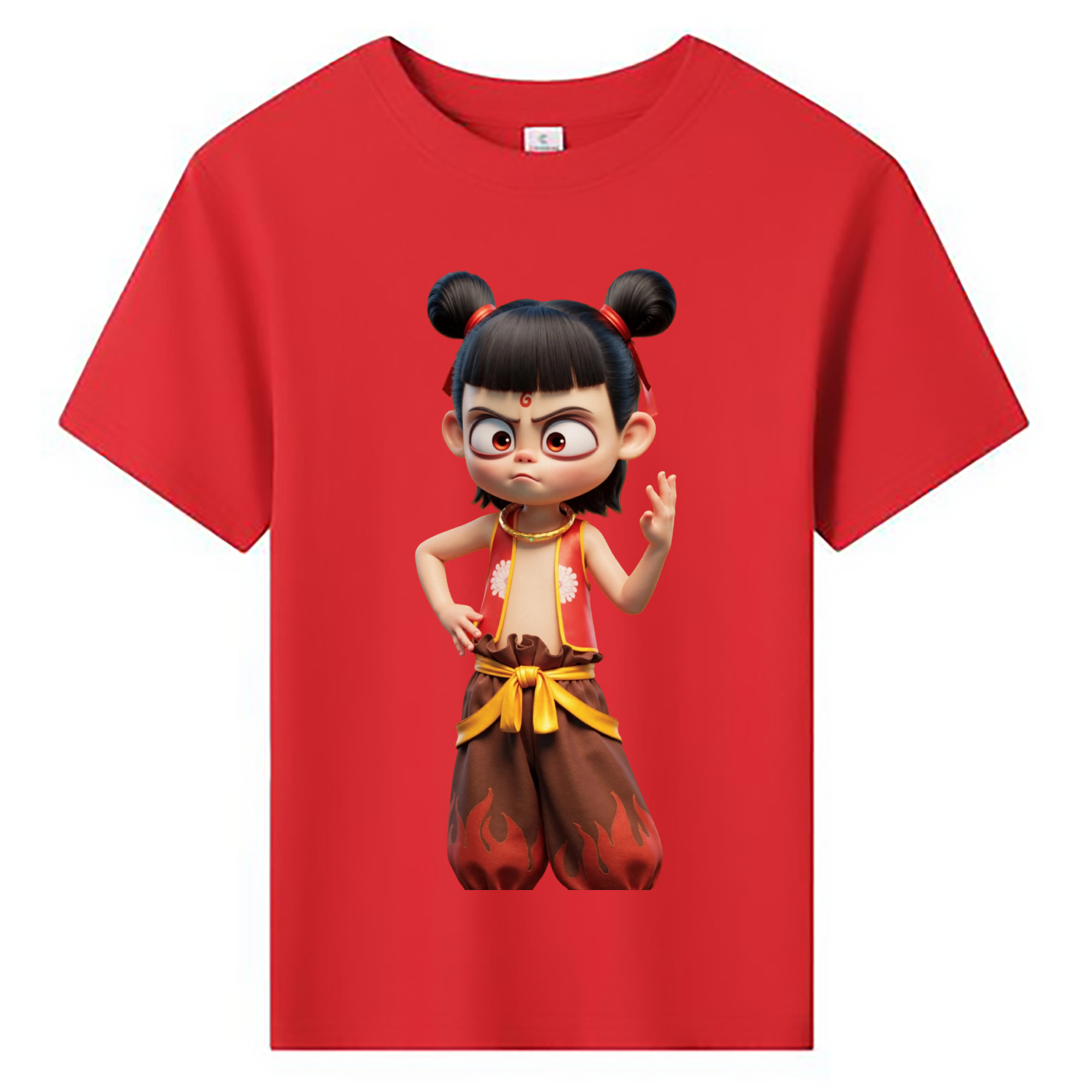 （画像用） Ne Zha 2 ナタ 魔童の大暴れ 綿100％キッズTシャツ（フロントプリント）