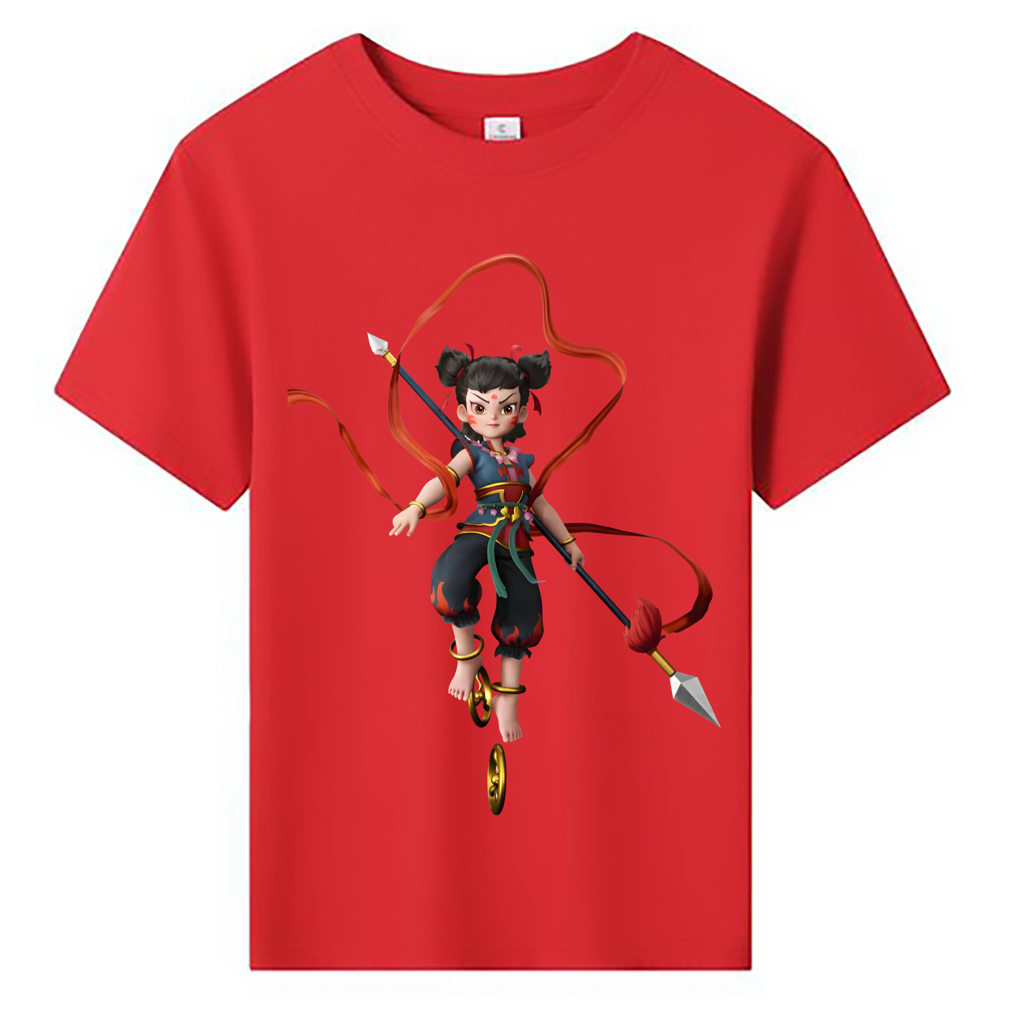 （画像用） Ne Zha 2 ナタ 魔童の大暴れ 綿100％キッズTシャツ（フロントプリント）