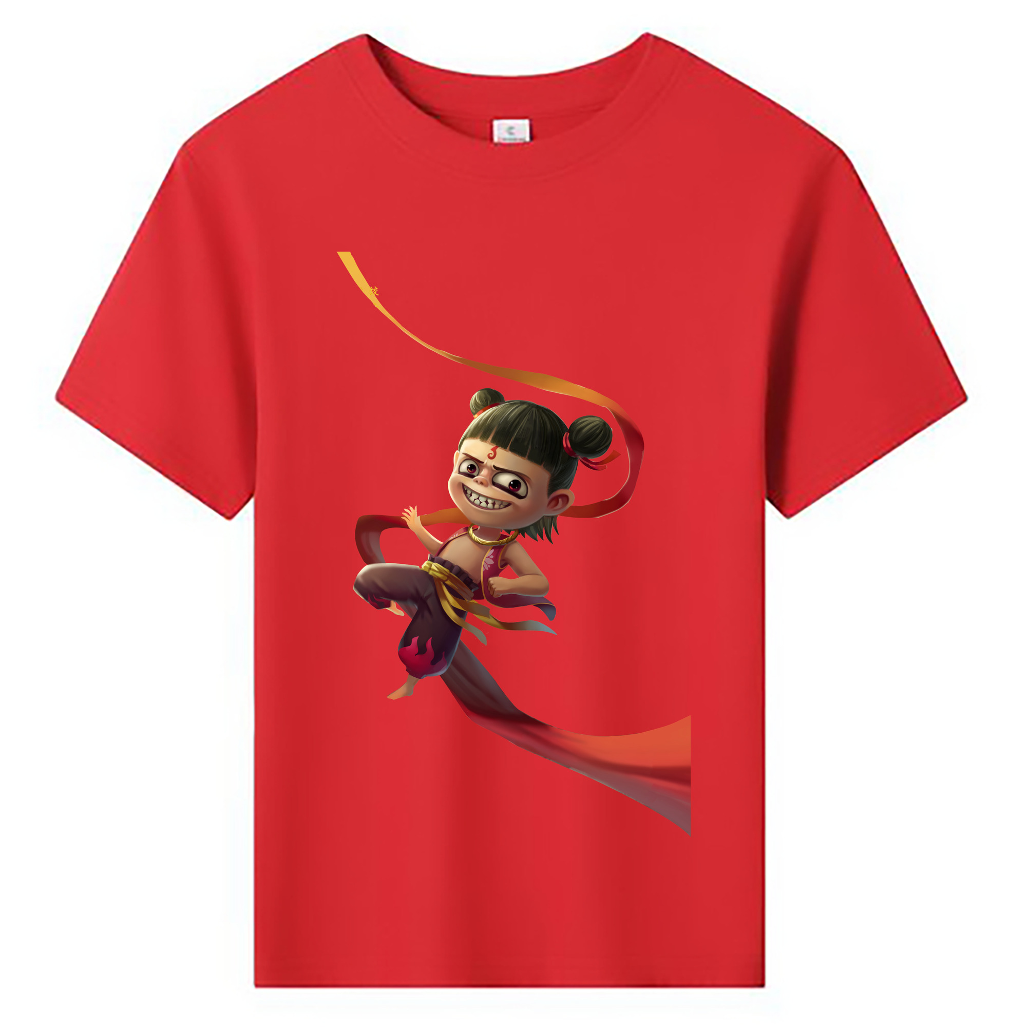 （画像用） Ne Zha 2 ナタ 魔童の大暴れ 綿100％キッズTシャツ（フロントプリント）
