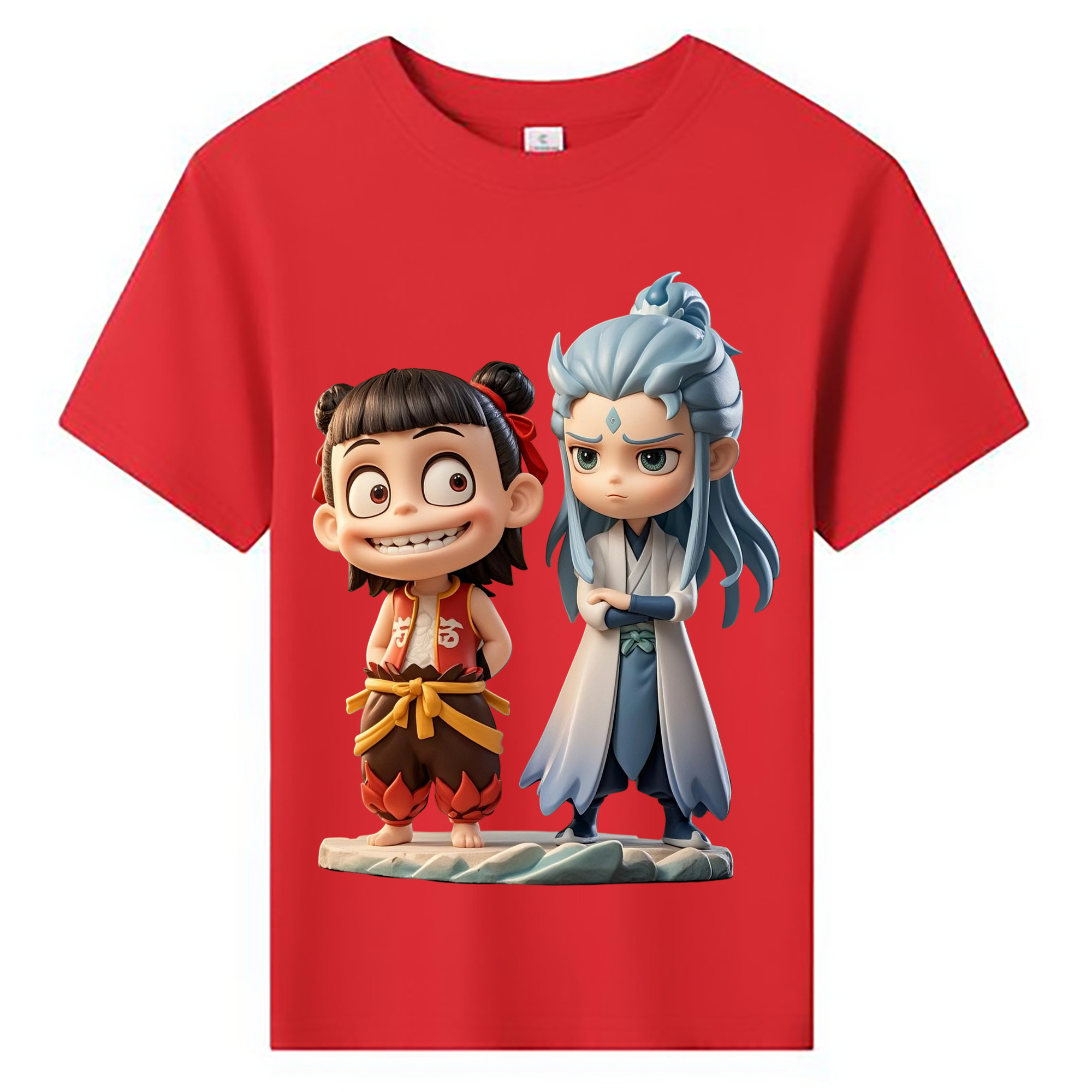 （画像用） Ne Zha 2 ナタ 魔童の大暴れ 綿100％キッズTシャツ（フロントプリント）