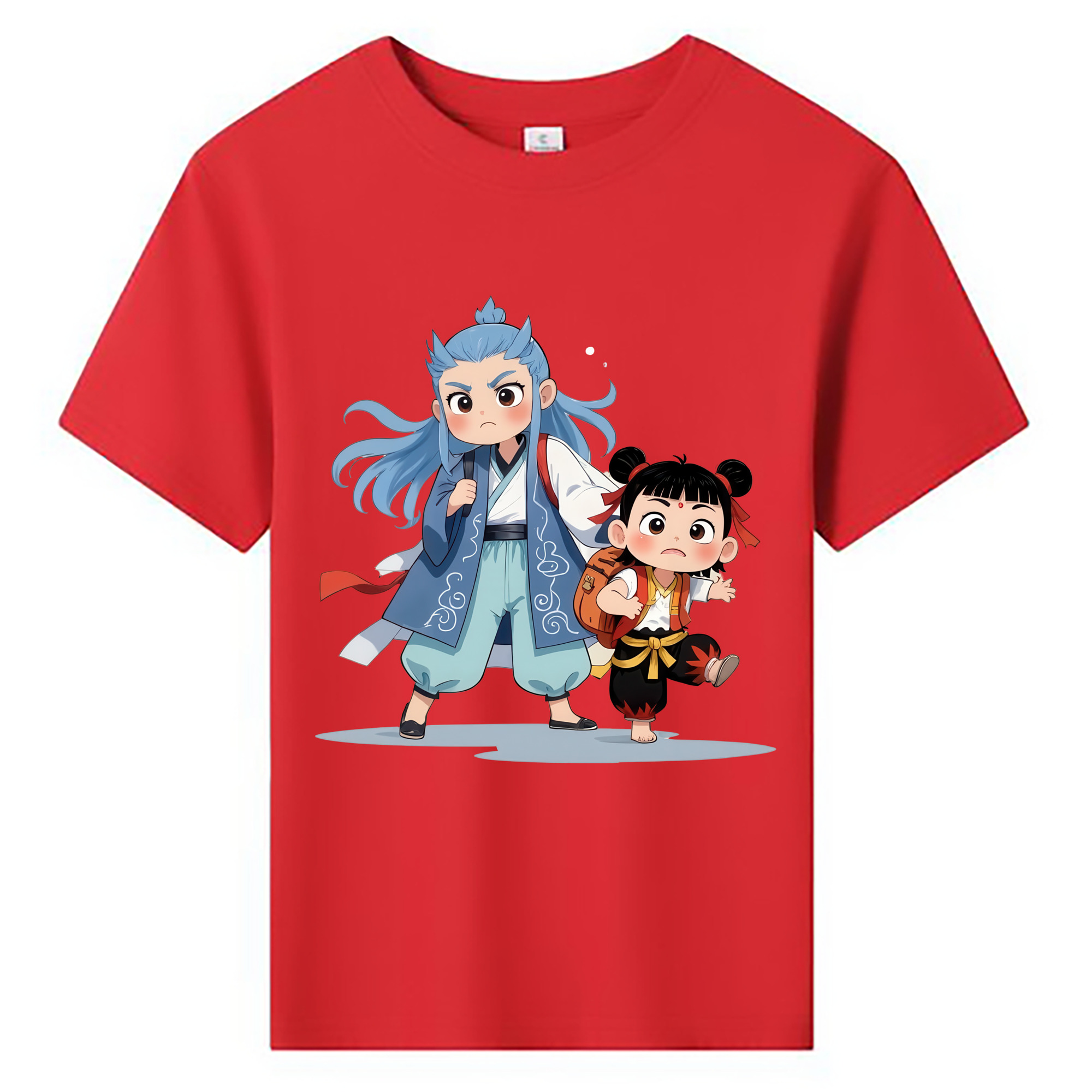 （画像用） Ne Zha 2 ナタ 魔童の大暴れ 綿100％キッズTシャツ（フロントプリント）