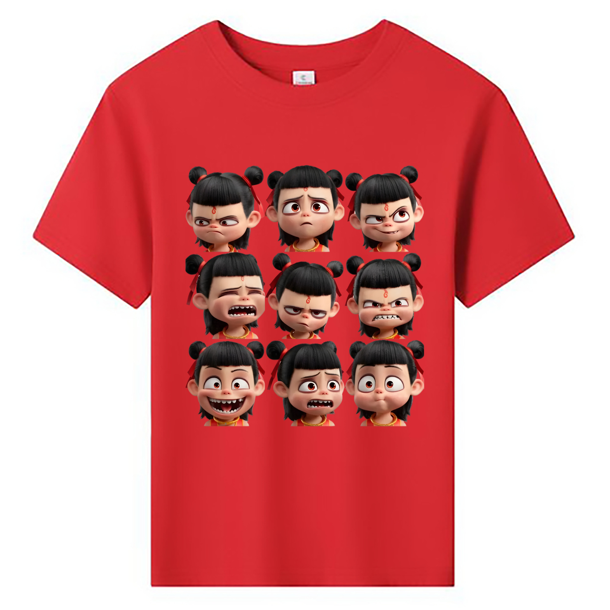 （画像用） Ne Zha 2 ナタ 魔童の大暴れ 綿100％キッズTシャツ（フロントプリント）