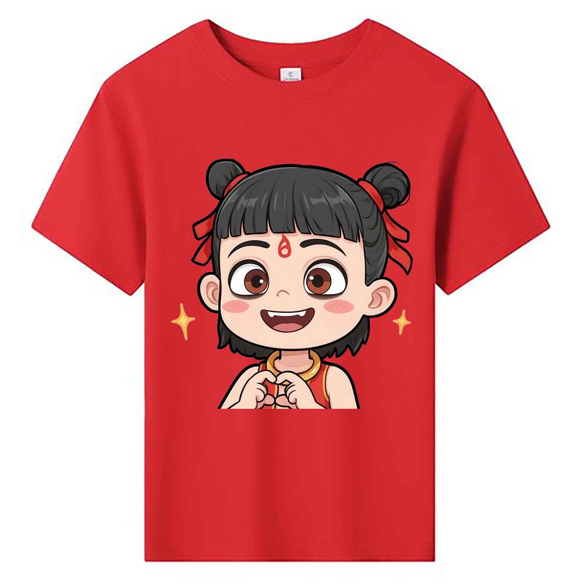 （画像用） Ne Zha 2 ナタ 魔童の大暴れ 綿100％キッズTシャツ（フロントプリント）