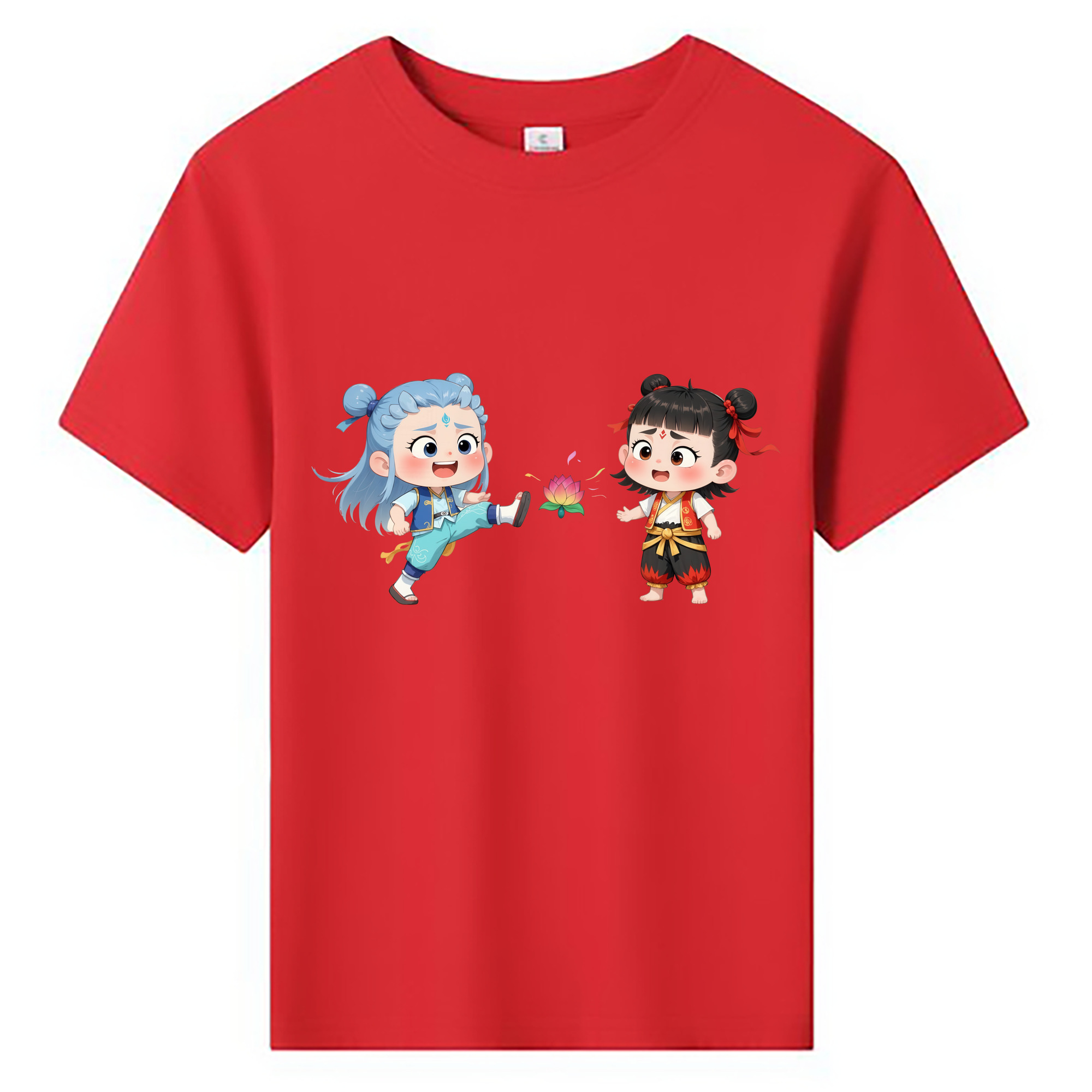 （画像用） Ne Zha 2 ナタ 魔童の大暴れ 綿100％キッズTシャツ（フロントプリント）