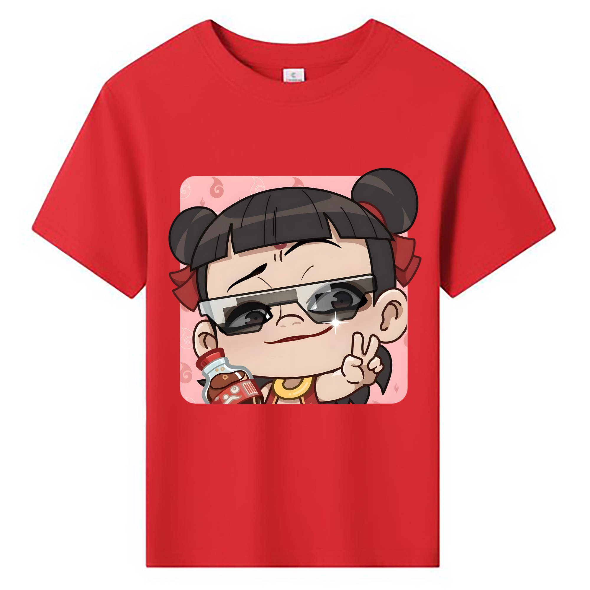 （画像用） Ne Zha 2 ナタ 魔童の大暴れ 綿100％キッズTシャツ（フロントプリント）