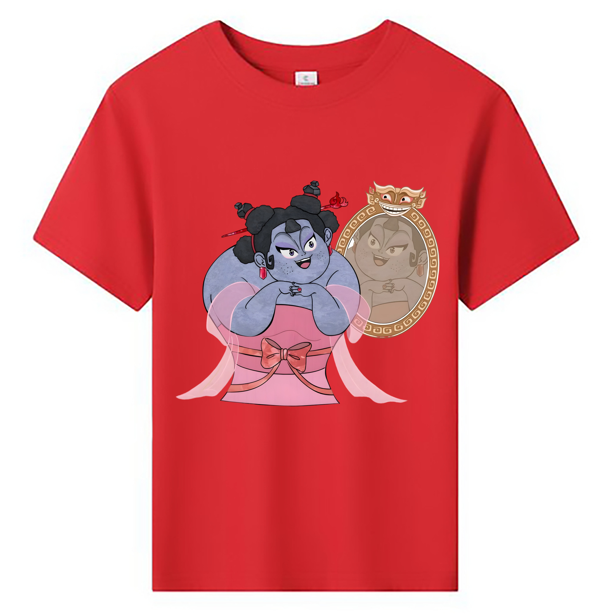 （画像用） Ne Zha 2 ナタ 魔童の大暴れ 綿100％キッズTシャツ（フロントプリント）