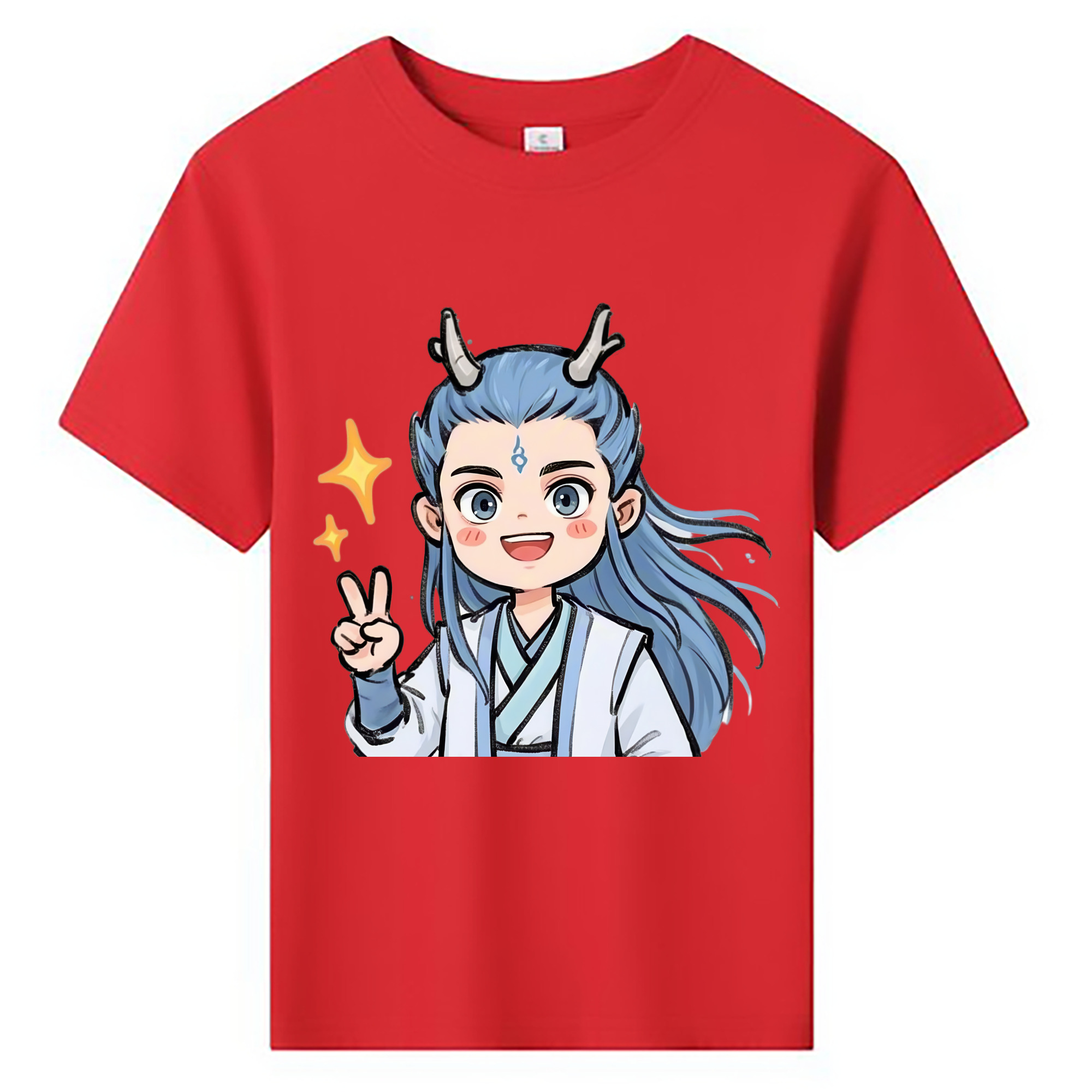 （画像用） Ne Zha 2 ナタ 魔童の大暴れ 綿100％キッズTシャツ（フロントプリント）