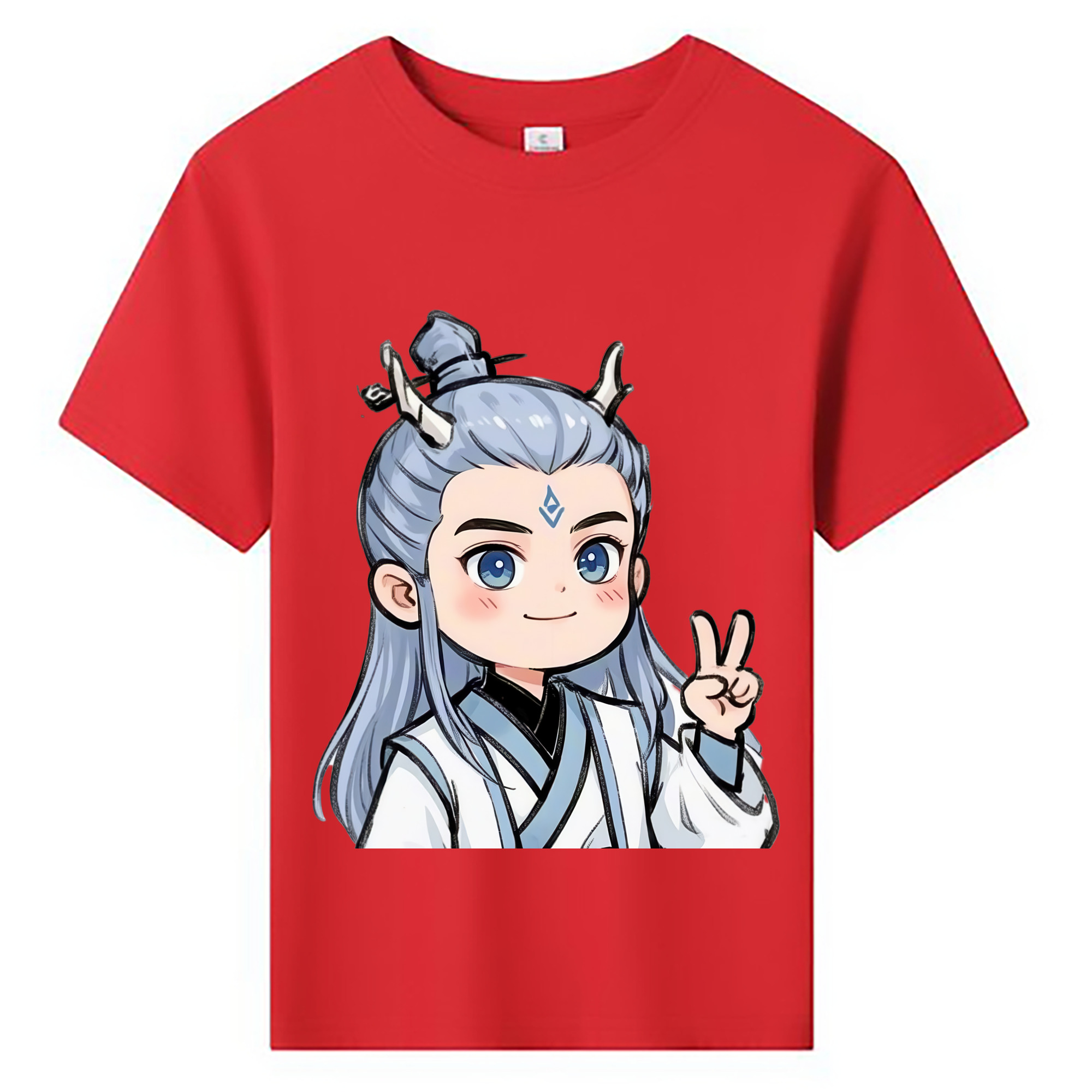 （画像用） Ne Zha 2 ナタ 魔童の大暴れ 綿100％キッズTシャツ（フロントプリント）