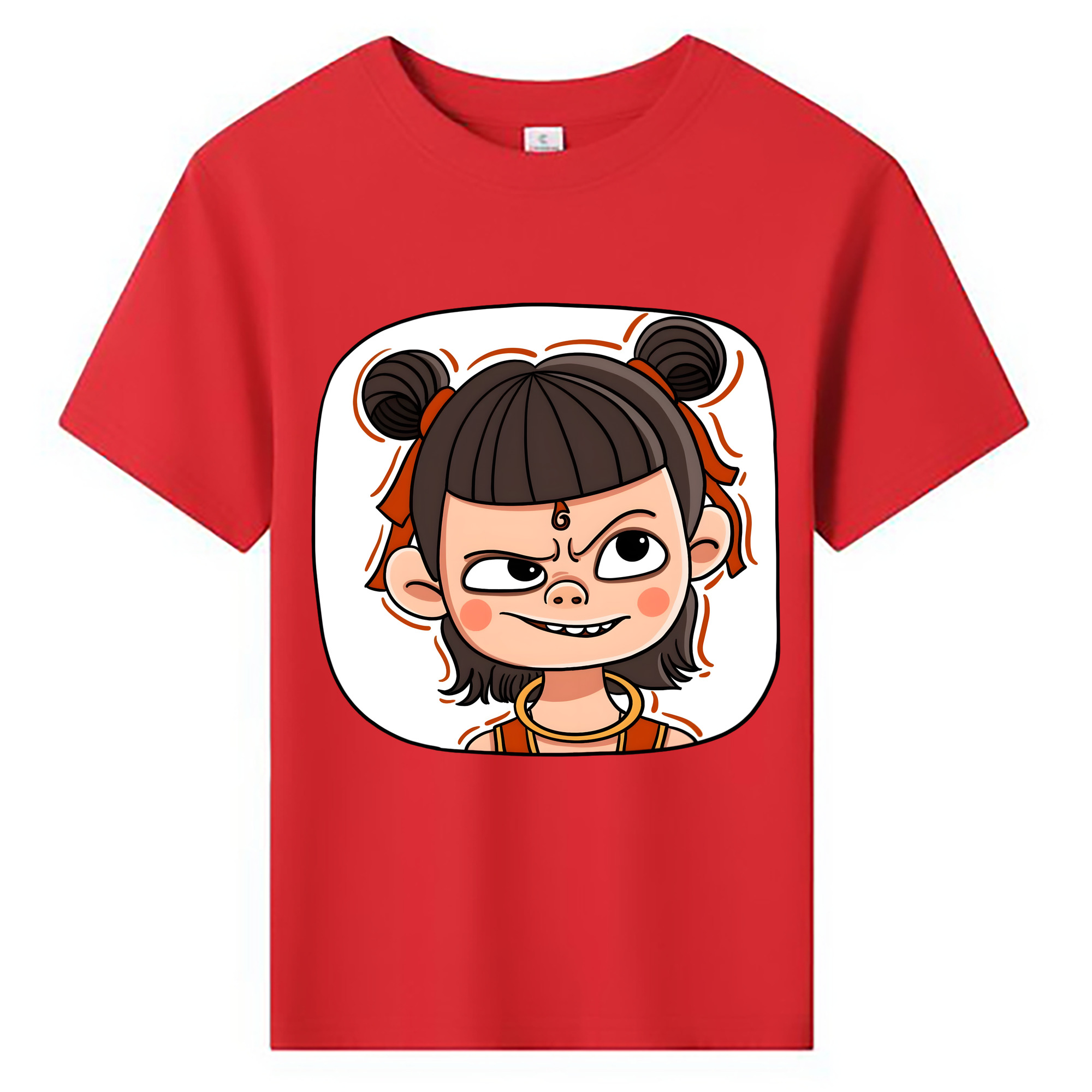 （画像用） Ne Zha 2 ナタ 魔童の大暴れ 綿100％キッズTシャツ（フロントプリント）