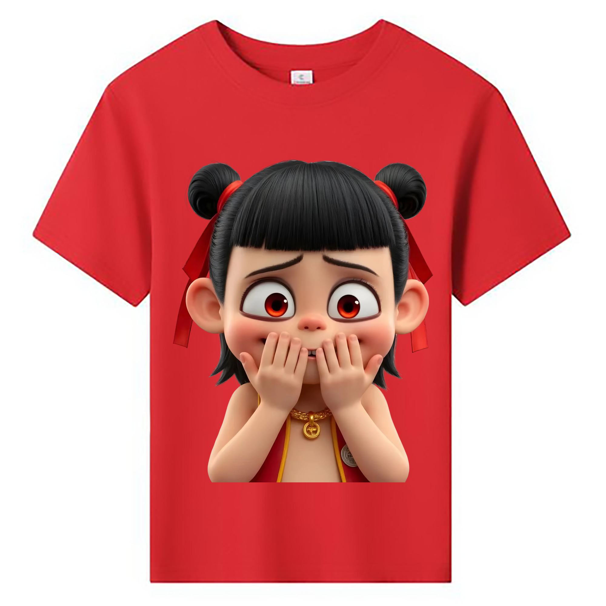 （画像用） Ne Zha 2 ナタ 魔童の大暴れ 綿100％キッズTシャツ（フロントプリント）