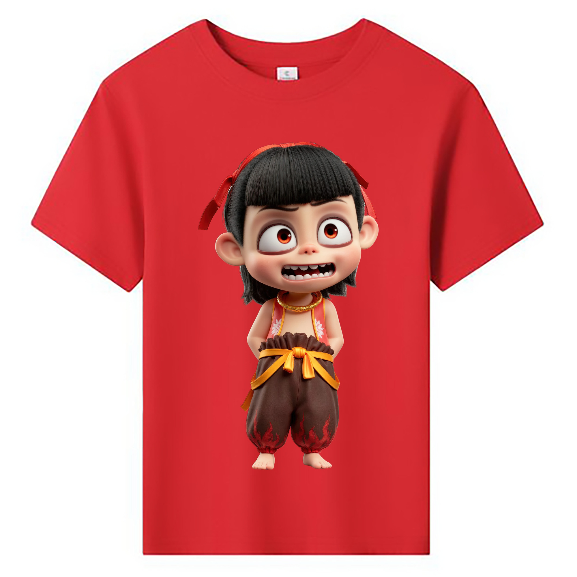（画像用） Ne Zha 2 ナタ 魔童の大暴れ 綿100％キッズTシャツ（フロントプリント）