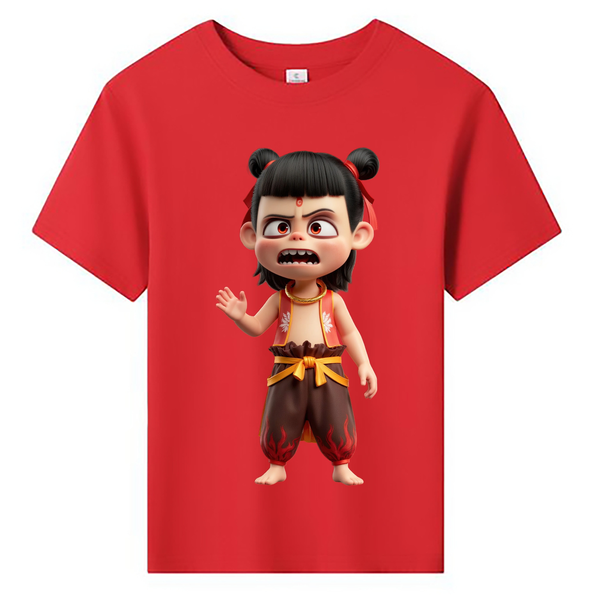 （画像用） Ne Zha 2 ナタ 魔童の大暴れ 綿100％キッズTシャツ（フロントプリント）