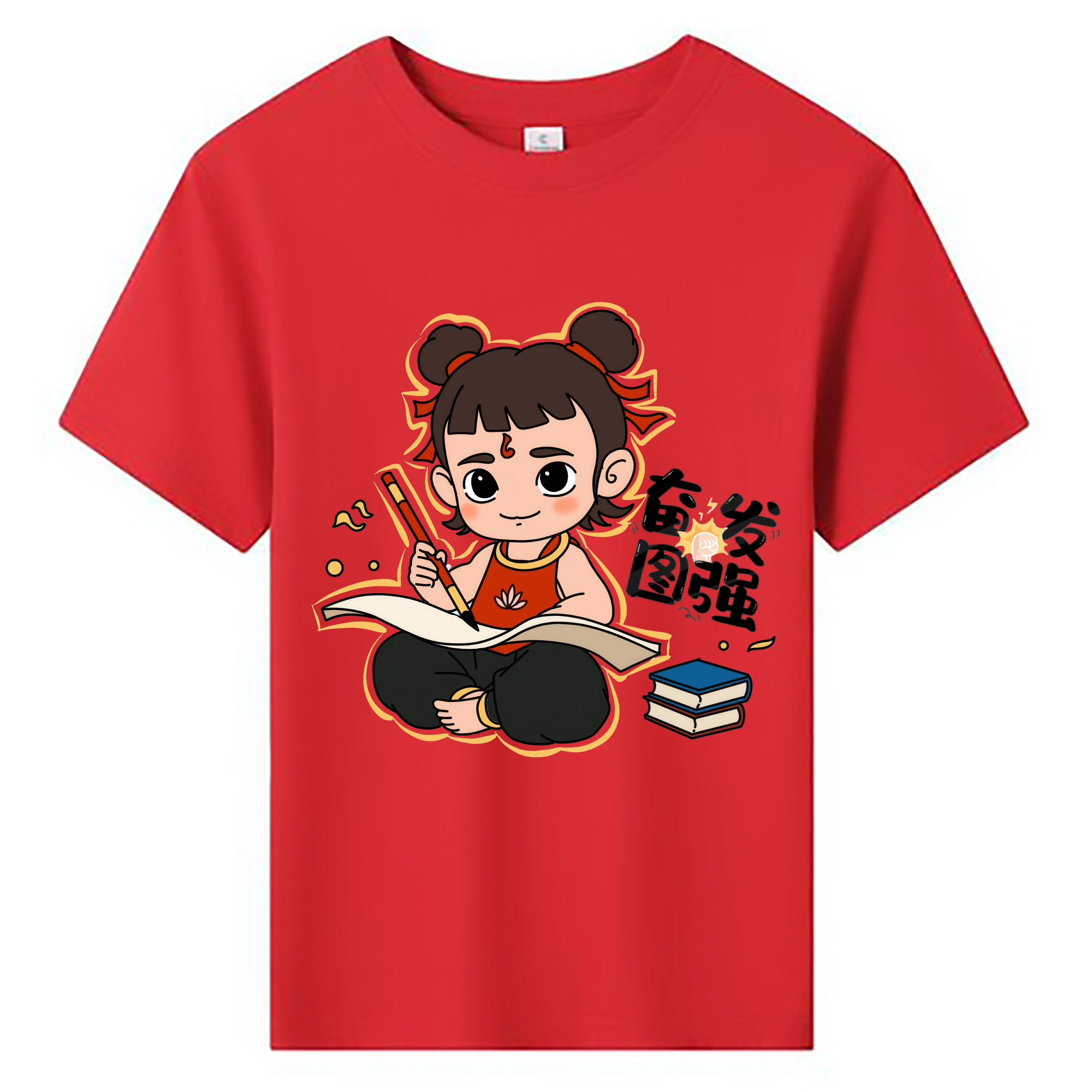（画像用） Ne Zha 2 ナタ 魔童の大暴れ 綿100％キッズTシャツ（フロントプリント）