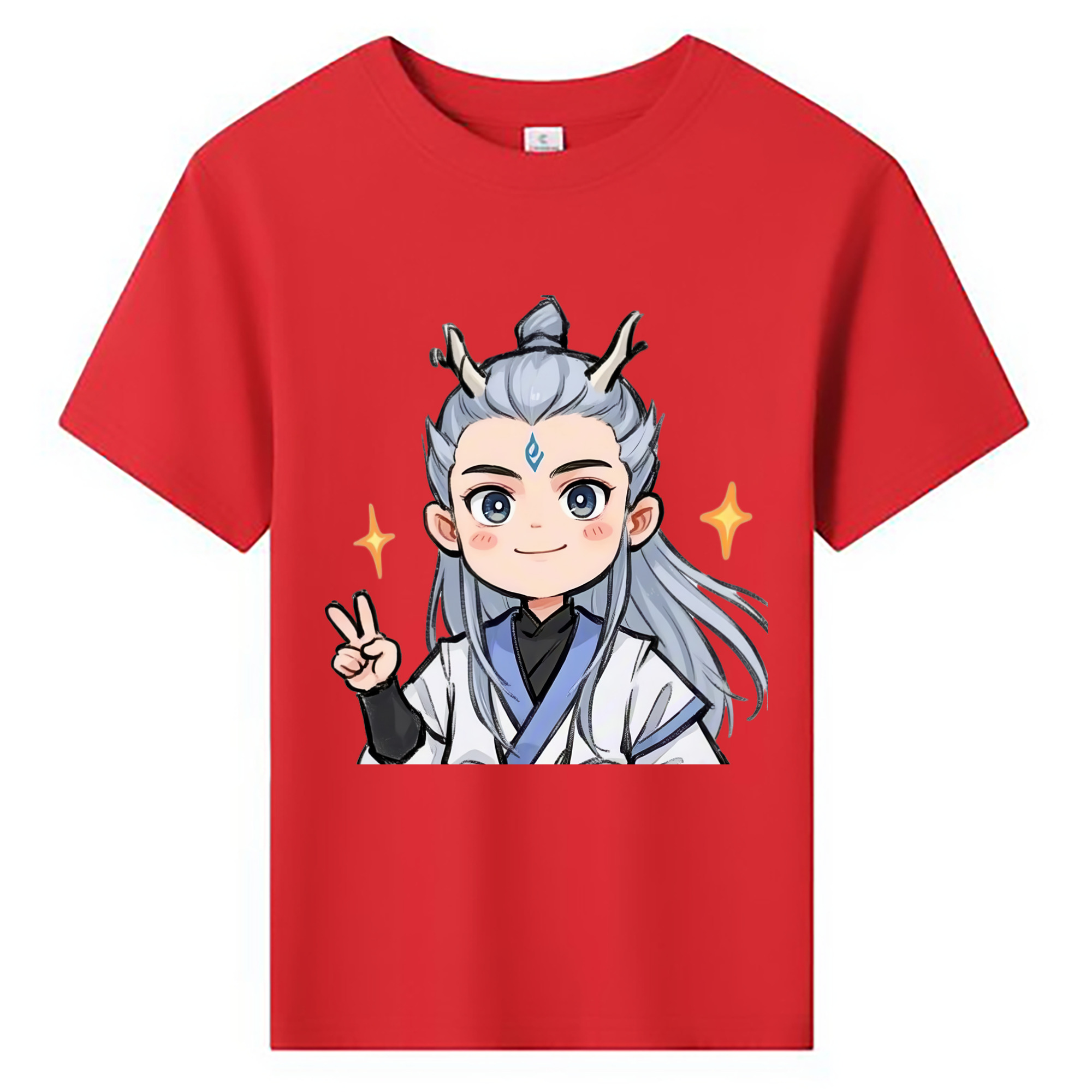 （画像用） Ne Zha 2 ナタ 魔童の大暴れ 綿100％キッズTシャツ（フロントプリント）