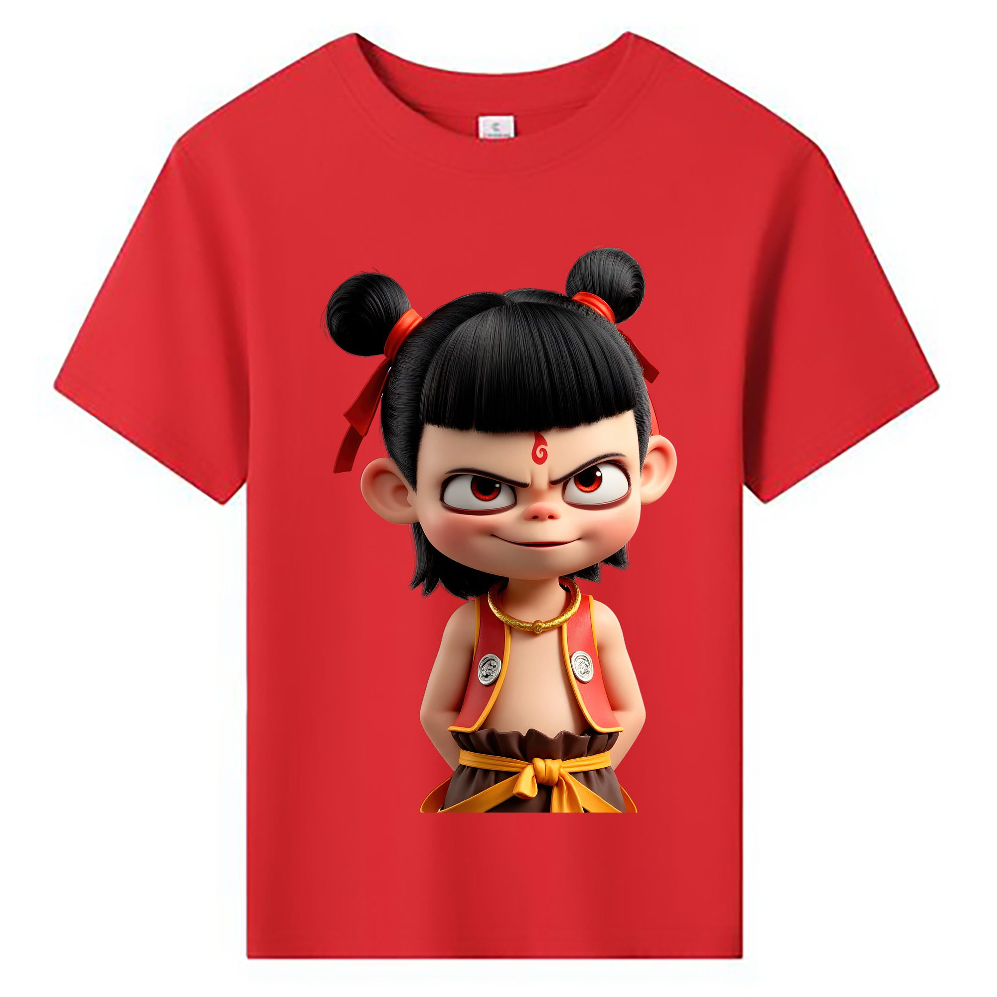 （画像用） Ne Zha 2 ナタ 魔童の大暴れ 綿100％キッズTシャツ（フロントプリント）