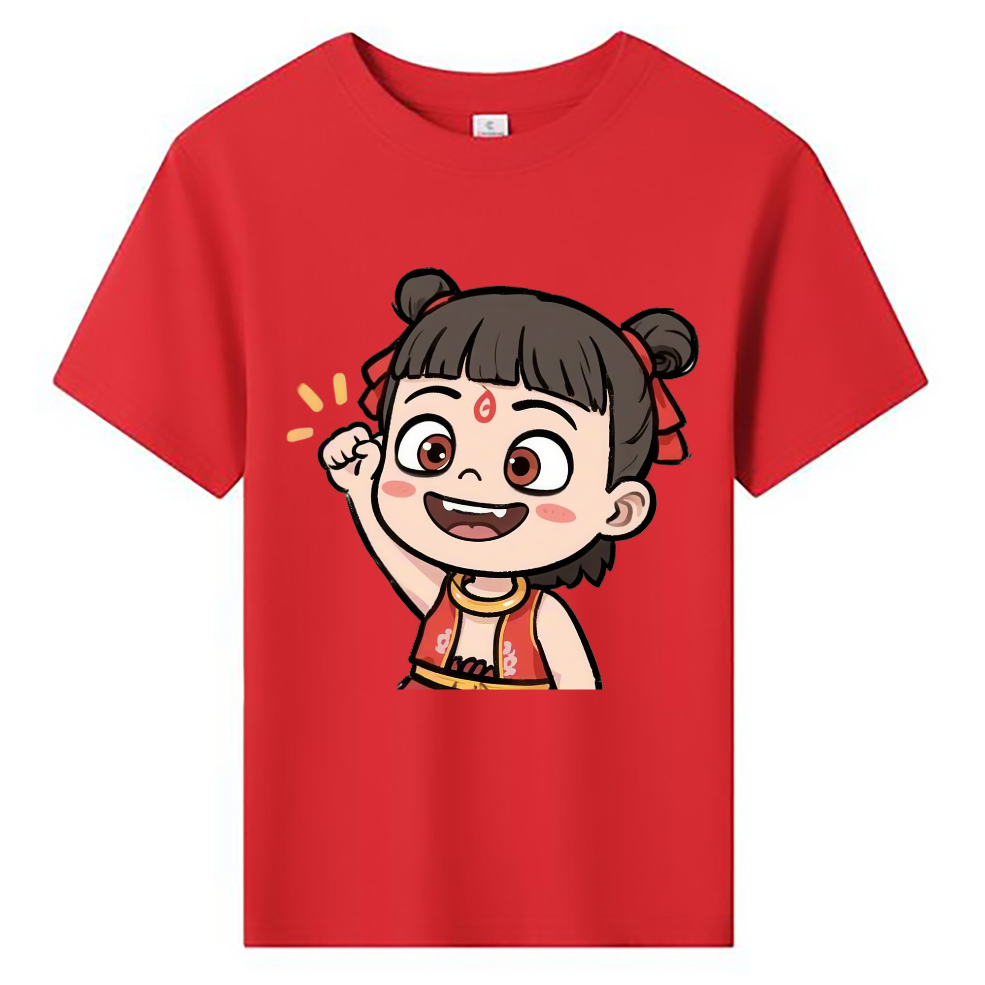 （画像用） Ne Zha 2 ナタ 魔童の大暴れ 綿100％キッズTシャツ（フロントプリント）