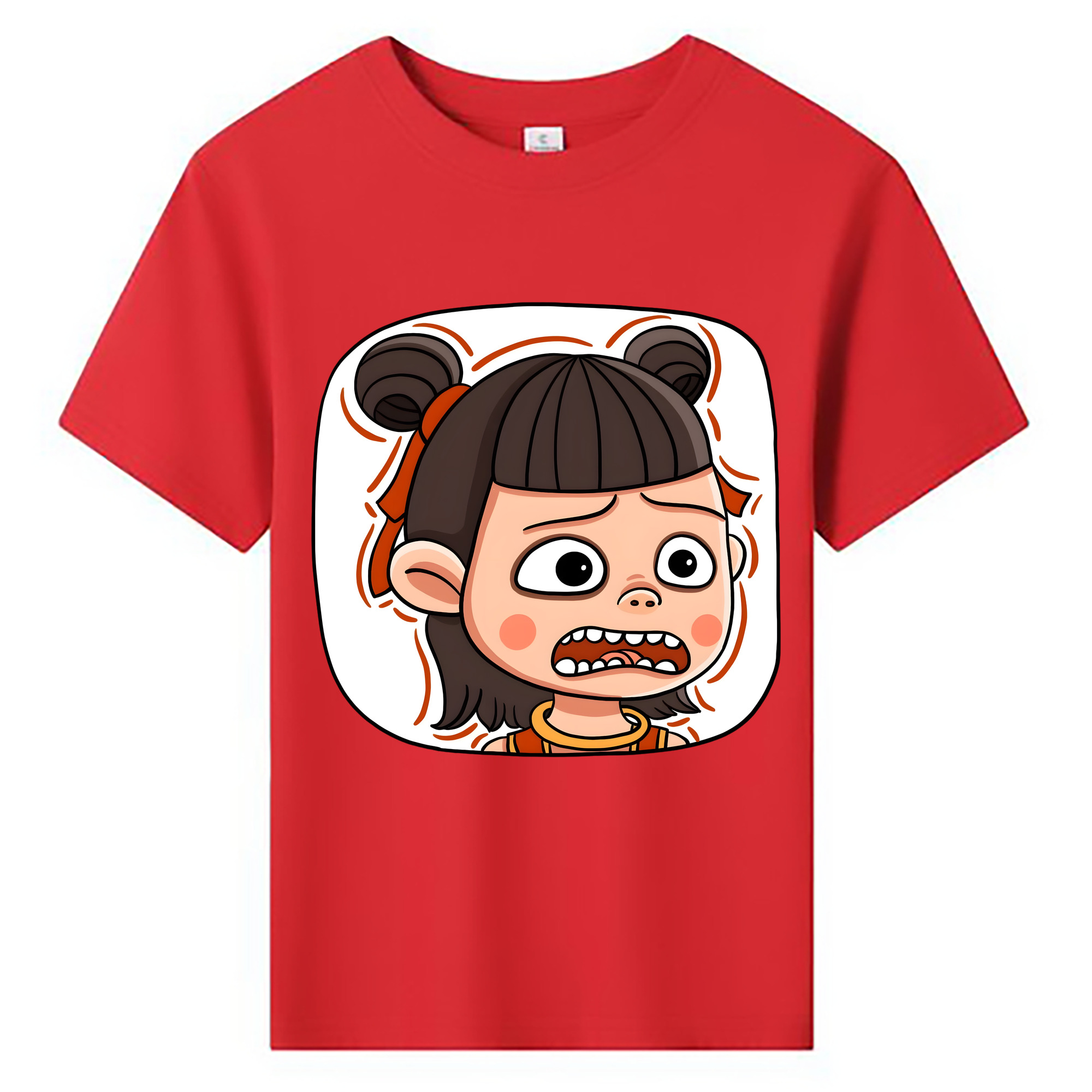 （画像用） Ne Zha 2 ナタ 魔童の大暴れ 綿100％キッズTシャツ（フロントプリント）