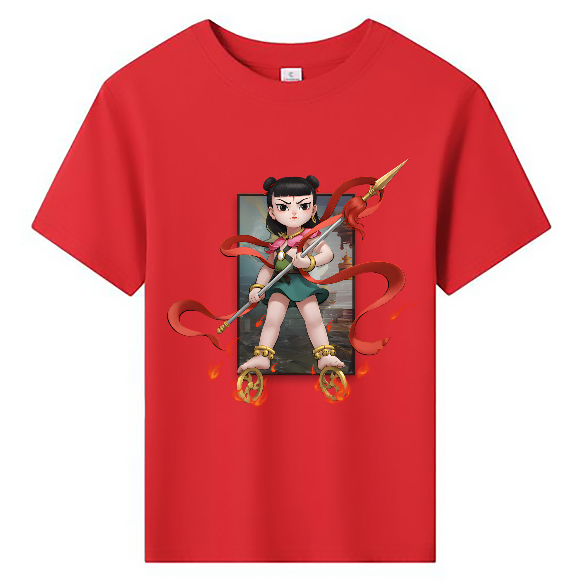 （画像用） Ne Zha 2 ナタ 魔童の大暴れ 綿100％キッズTシャツ（フロントプリント）