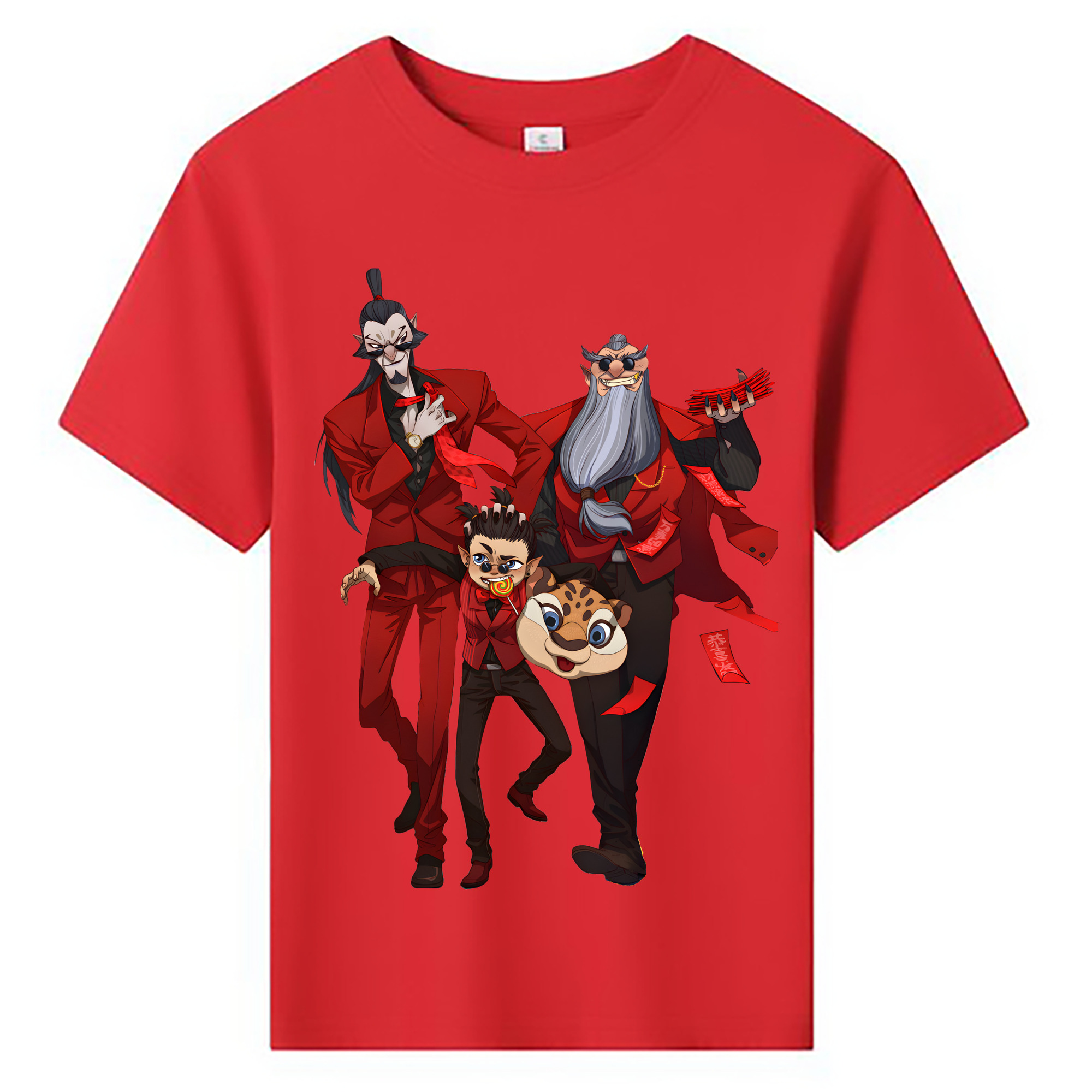（画像用） Ne Zha 2 ナタ 魔童の大暴れ 綿100％キッズTシャツ（フロントプリント）