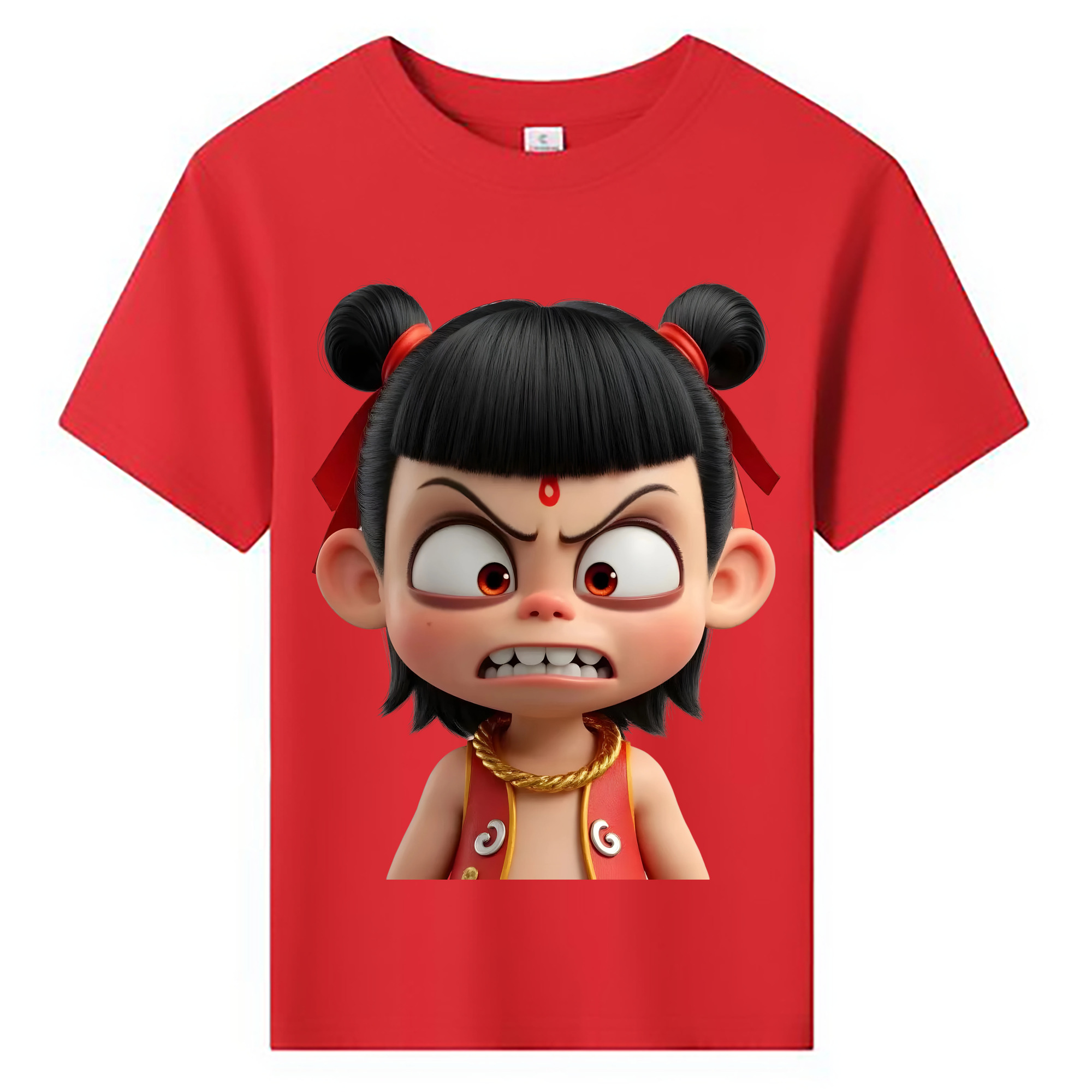 （画像用） Ne Zha 2 ナタ 魔童の大暴れ 綿100％キッズTシャツ（フロントプリント）