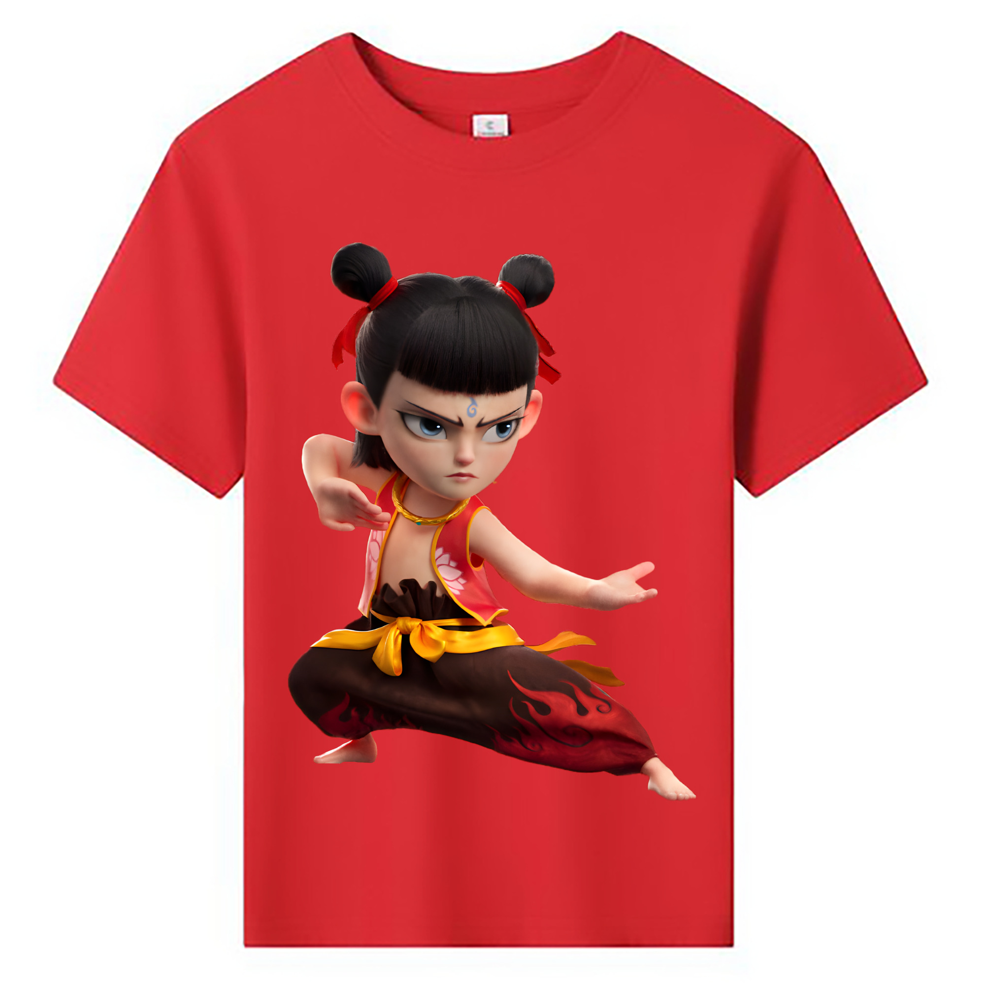 （画像用） Ne Zha 2 ナタ 魔童の大暴れ 綿100％キッズTシャツ（フロントプリント）