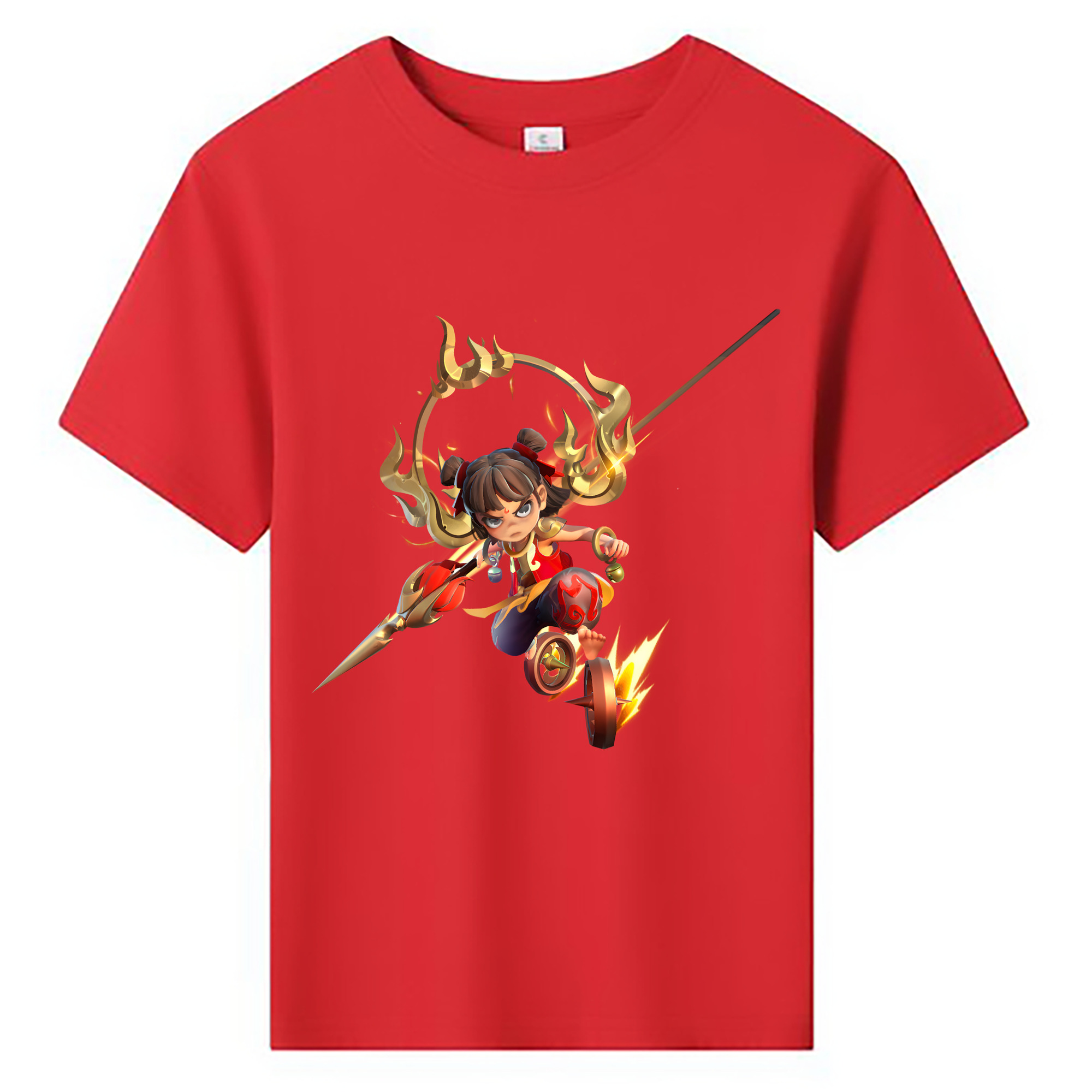 （画像用） Ne Zha 2 ナタ 魔童の大暴れ 綿100％キッズTシャツ（フロントプリント）