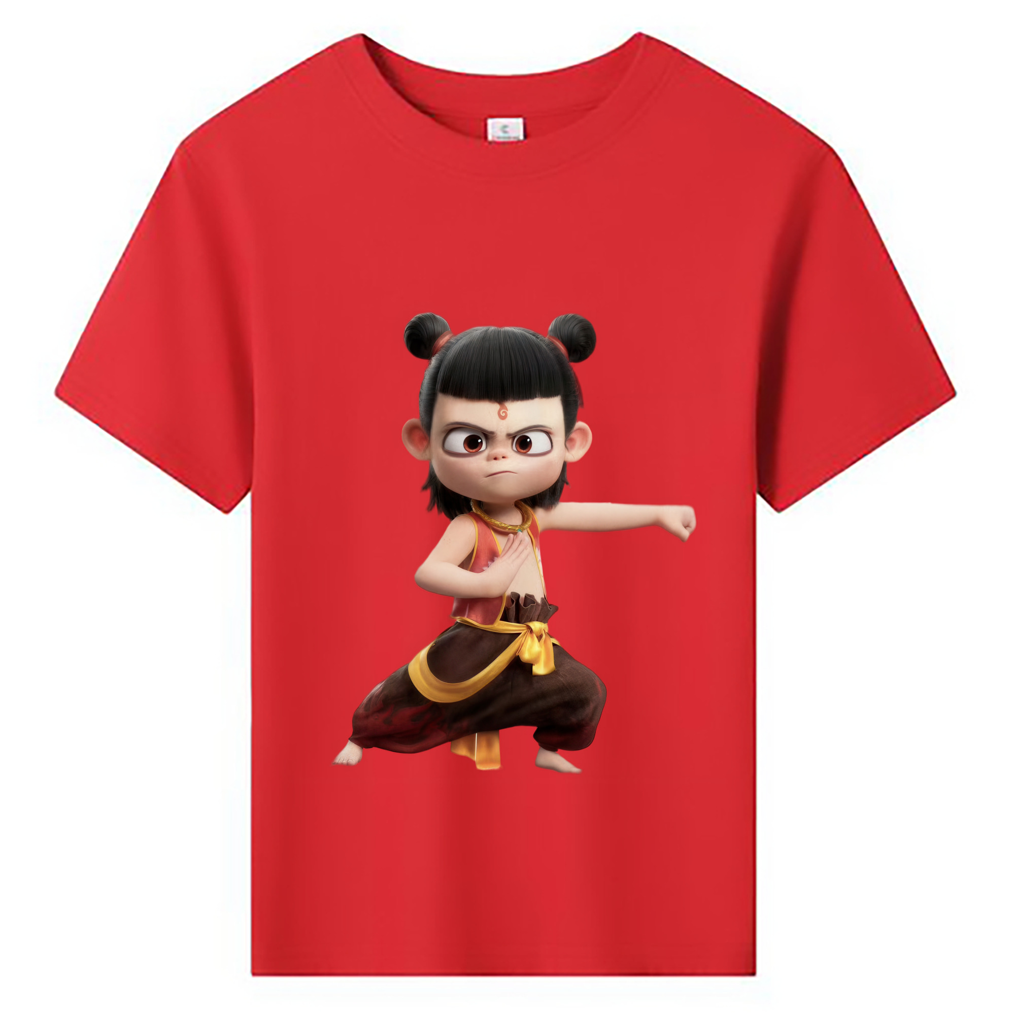 （画像用） Ne Zha 2 ナタ 魔童の大暴れ 綿100％キッズTシャツ（フロントプリント）