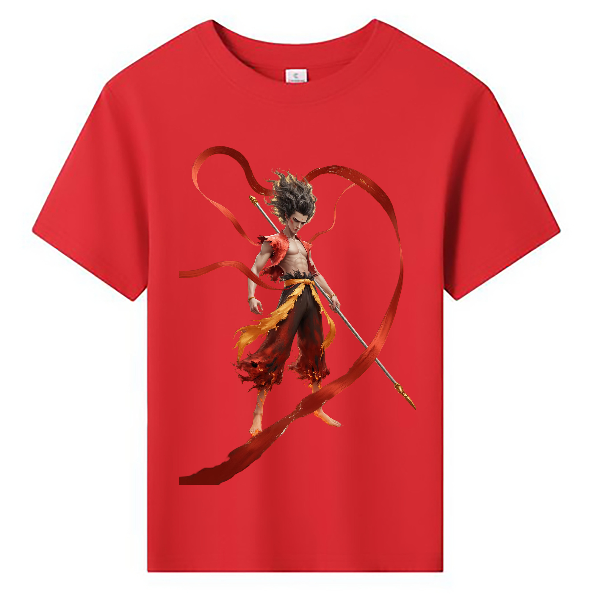 （画像用） Ne Zha 2 ナタ 魔童の大暴れ 綿100％キッズTシャツ（フロントプリント）