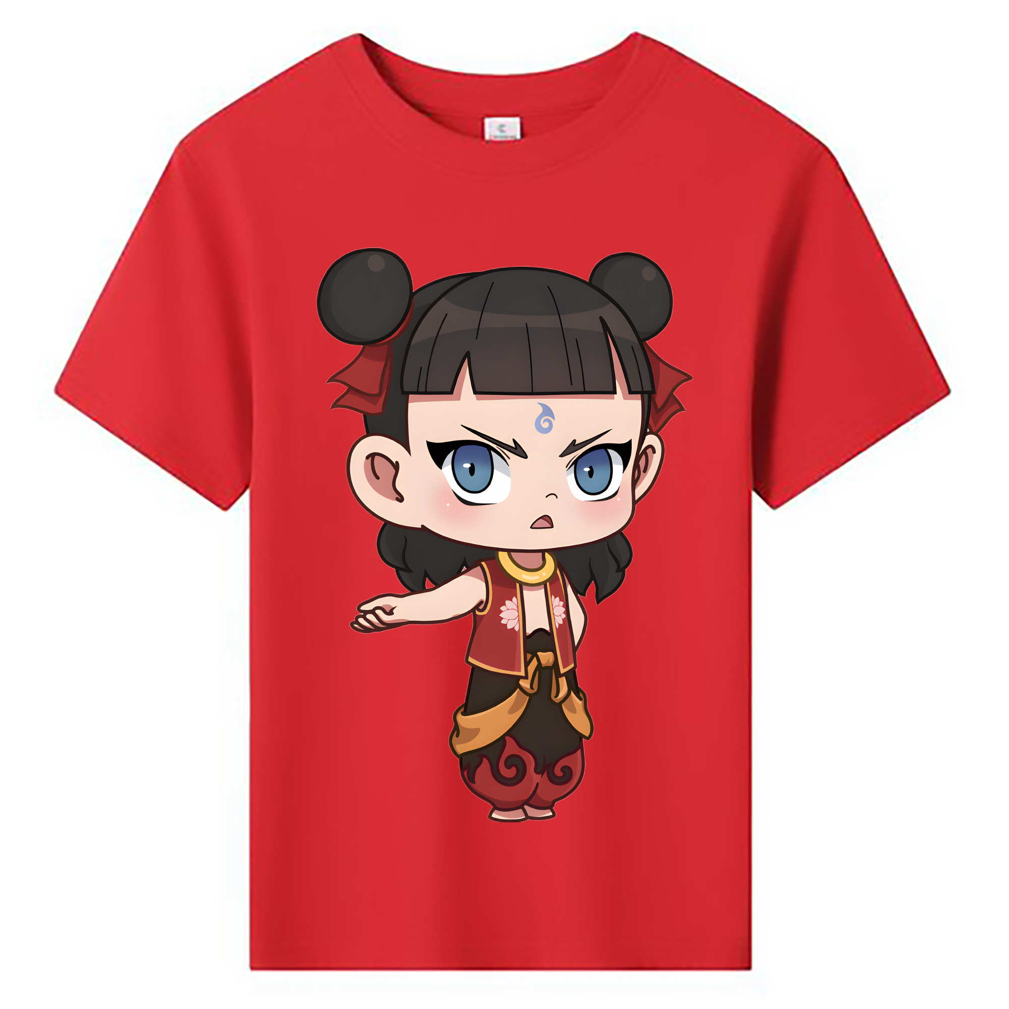 （画像用） Ne Zha 2 ナタ 魔童の大暴れ 綿100％キッズTシャツ（フロントプリント）