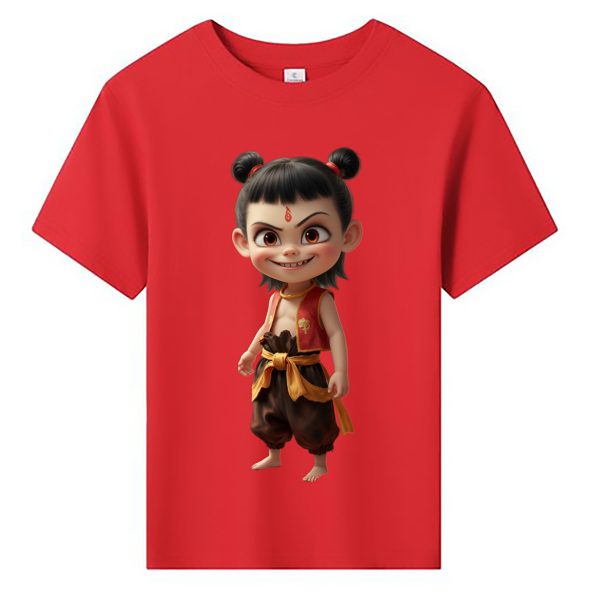 （画像用） Ne Zha 2 ナタ 魔童の大暴れ 綿100％キッズTシャツ（フロントプリント）