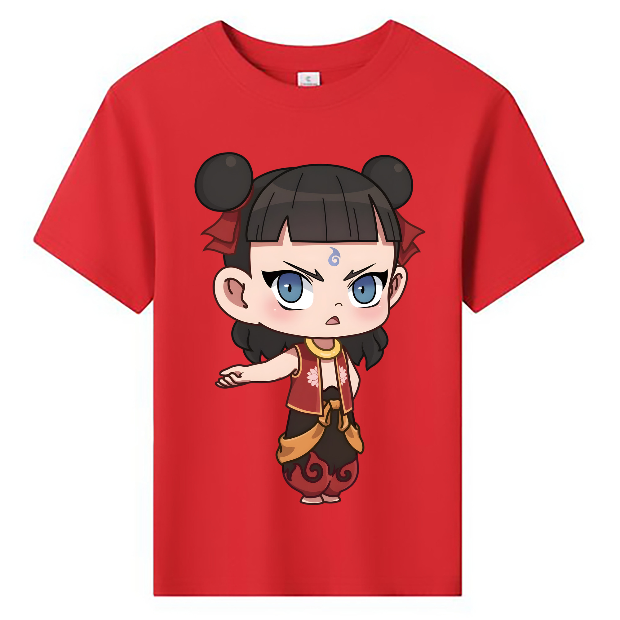 （画像用） Ne Zha 2 ナタ 魔童の大暴れ 綿100％キッズTシャツ（フロントプリント）