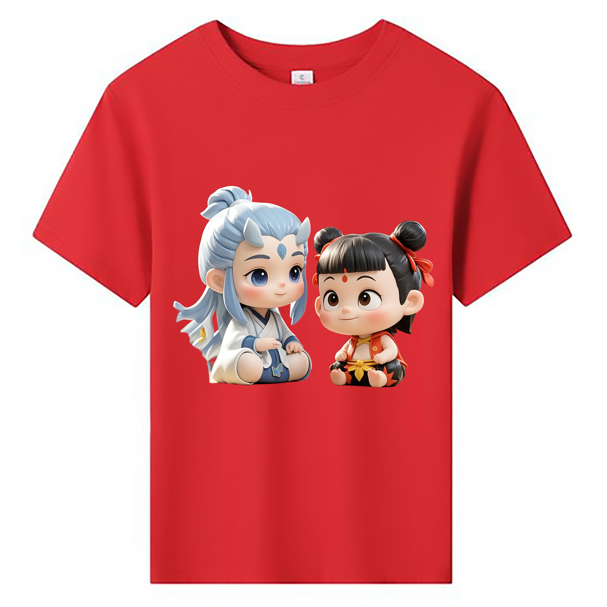 （画像用） Ne Zha 2 ナタ 魔童の大暴れ 綿100％キッズTシャツ（フロントプリント）