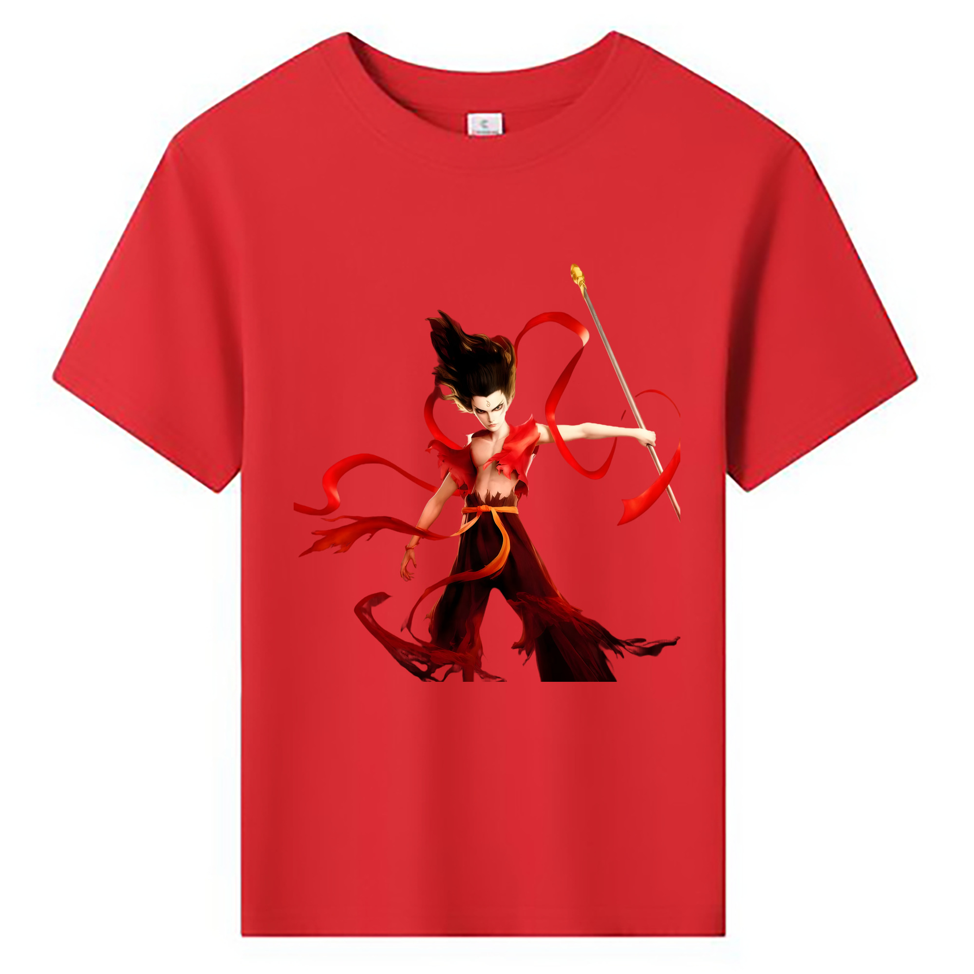 （画像用） Ne Zha 2 ナタ 魔童の大暴れ 綿100％キッズTシャツ（フロントプリント）