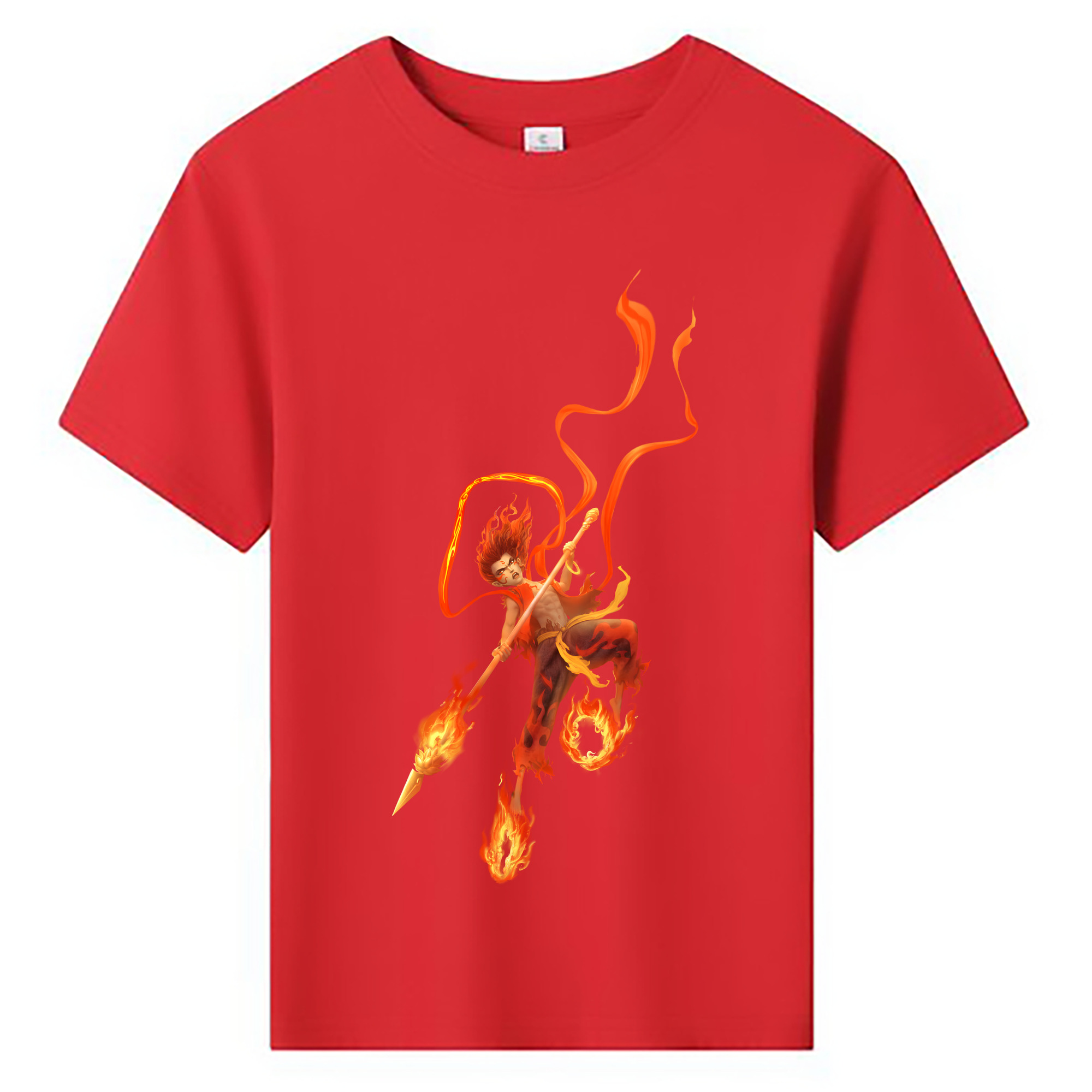 （画像用） Ne Zha 2 ナタ 魔童の大暴れ 綿100％キッズTシャツ（フロントプリント）