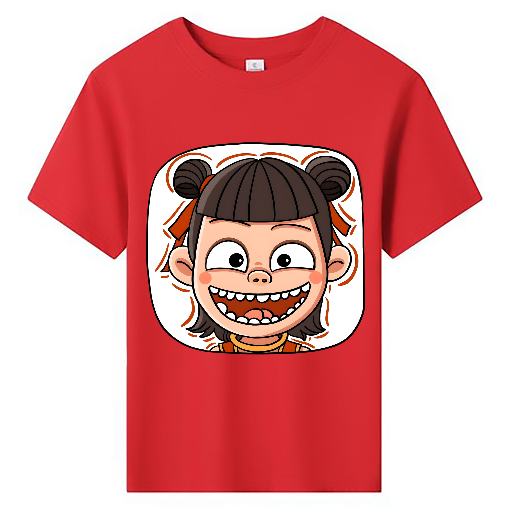 （画像用） Ne Zha 2 ナタ 魔童の大暴れ 綿100％キッズTシャツ（フロントプリント）
