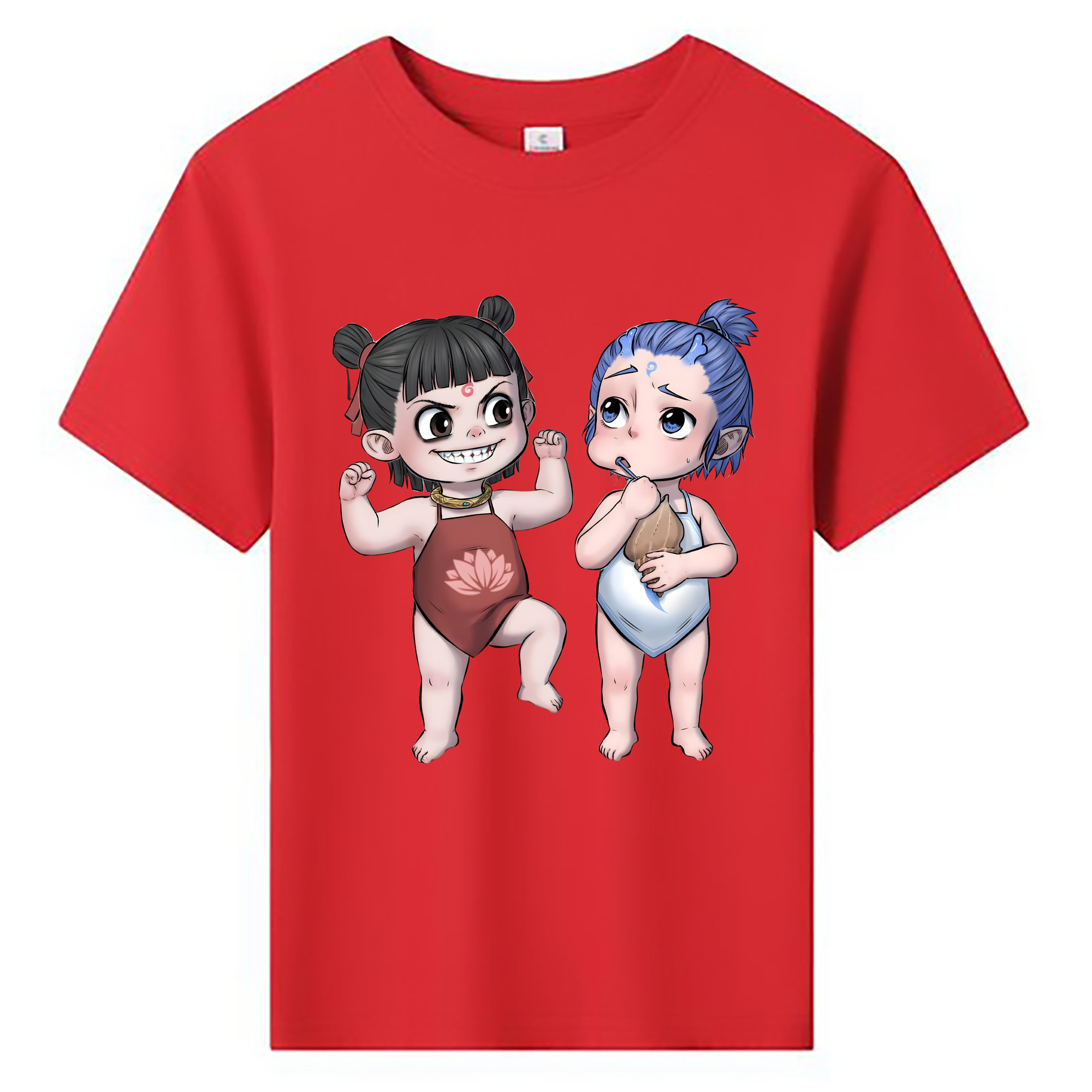 （画像用） Ne Zha 2 ナタ 魔童の大暴れ 綿100％キッズTシャツ（フロントプリント）
