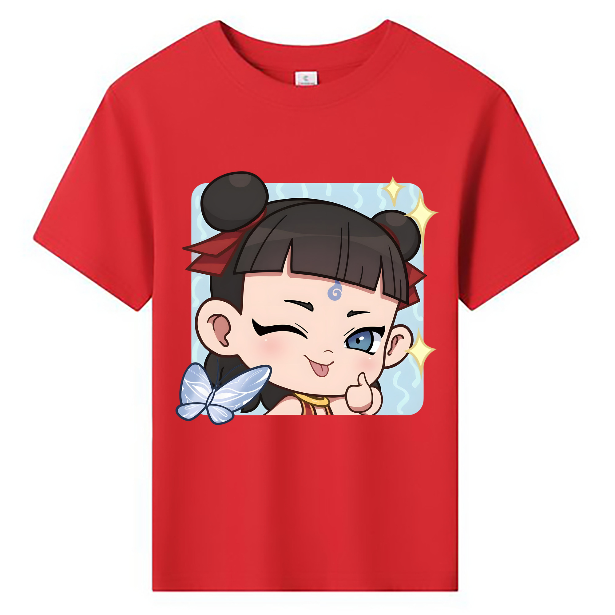 （画像用） Ne Zha 2 ナタ 魔童の大暴れ 綿100％キッズTシャツ（フロントプリント）